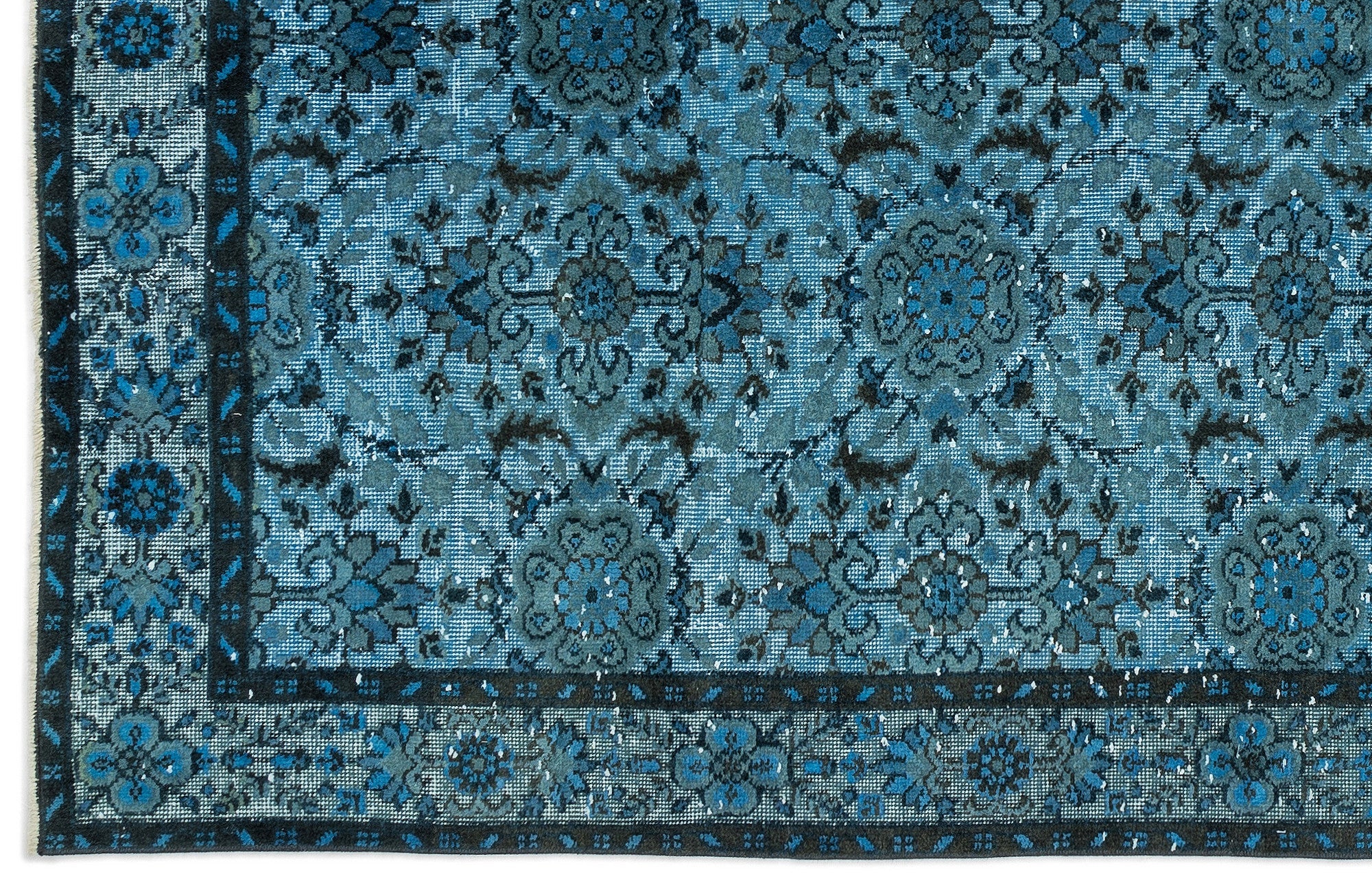 Purplea Turquoise Vintage Wool Handmade Area Rug 5'6" x 9'7"