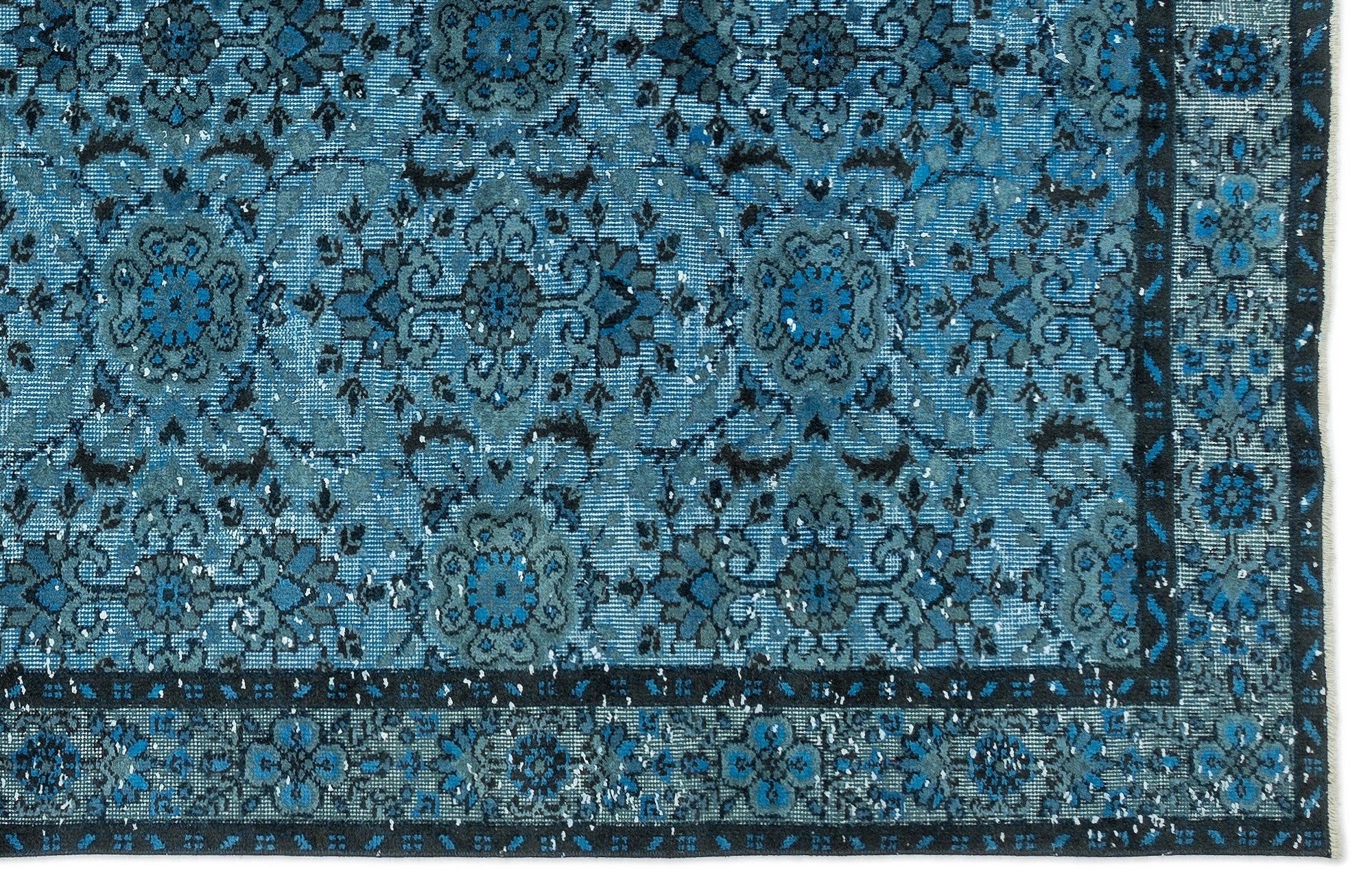 Purplea Turquoise Vintage Wool Handmade Area Rug 5'6" x 9'7"