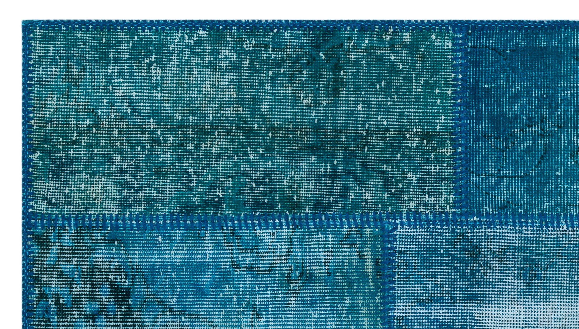 Iskece 26125 Turquoise Patchwork Wool Handmade Area Rug 2'7" x 4'11"