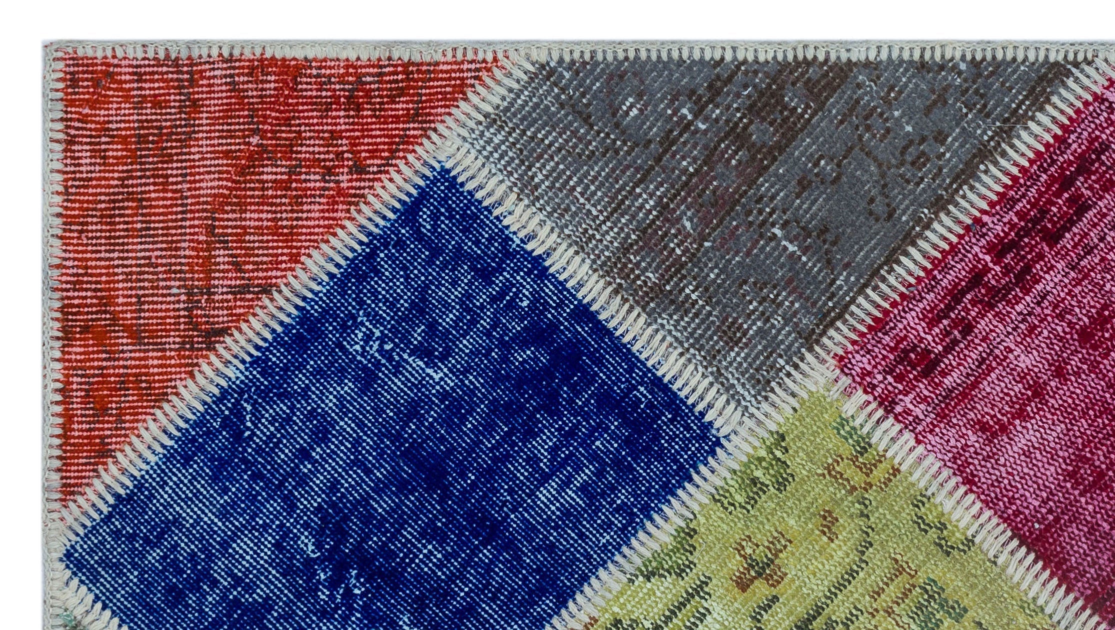 Iskece 26130 Beige Patchwork Wool Handmade Area Rug 2'7" x 4'11"