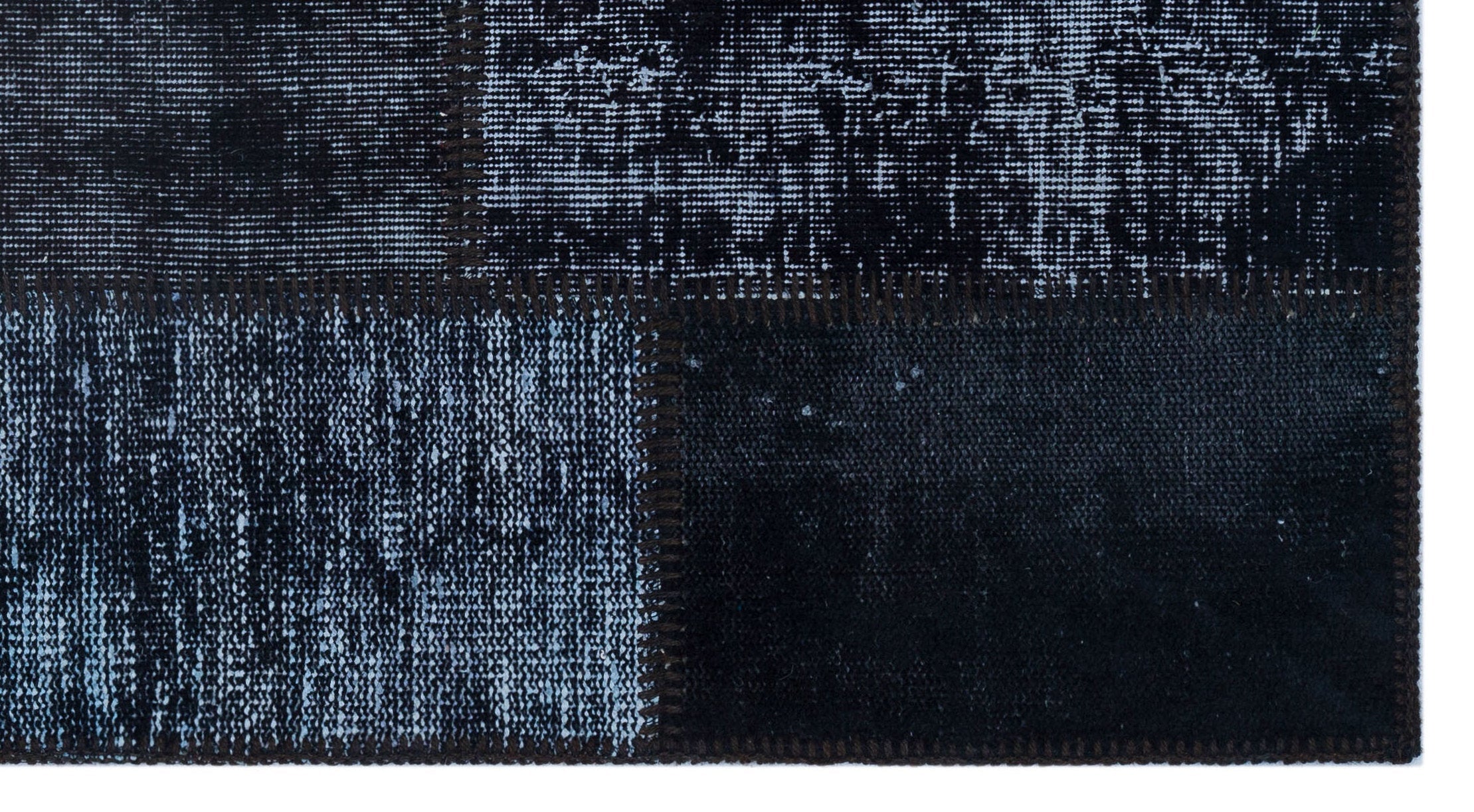 Iskece 26131 Black Patchwork Wool Handmade Area Rug 2'7" x 4'11"