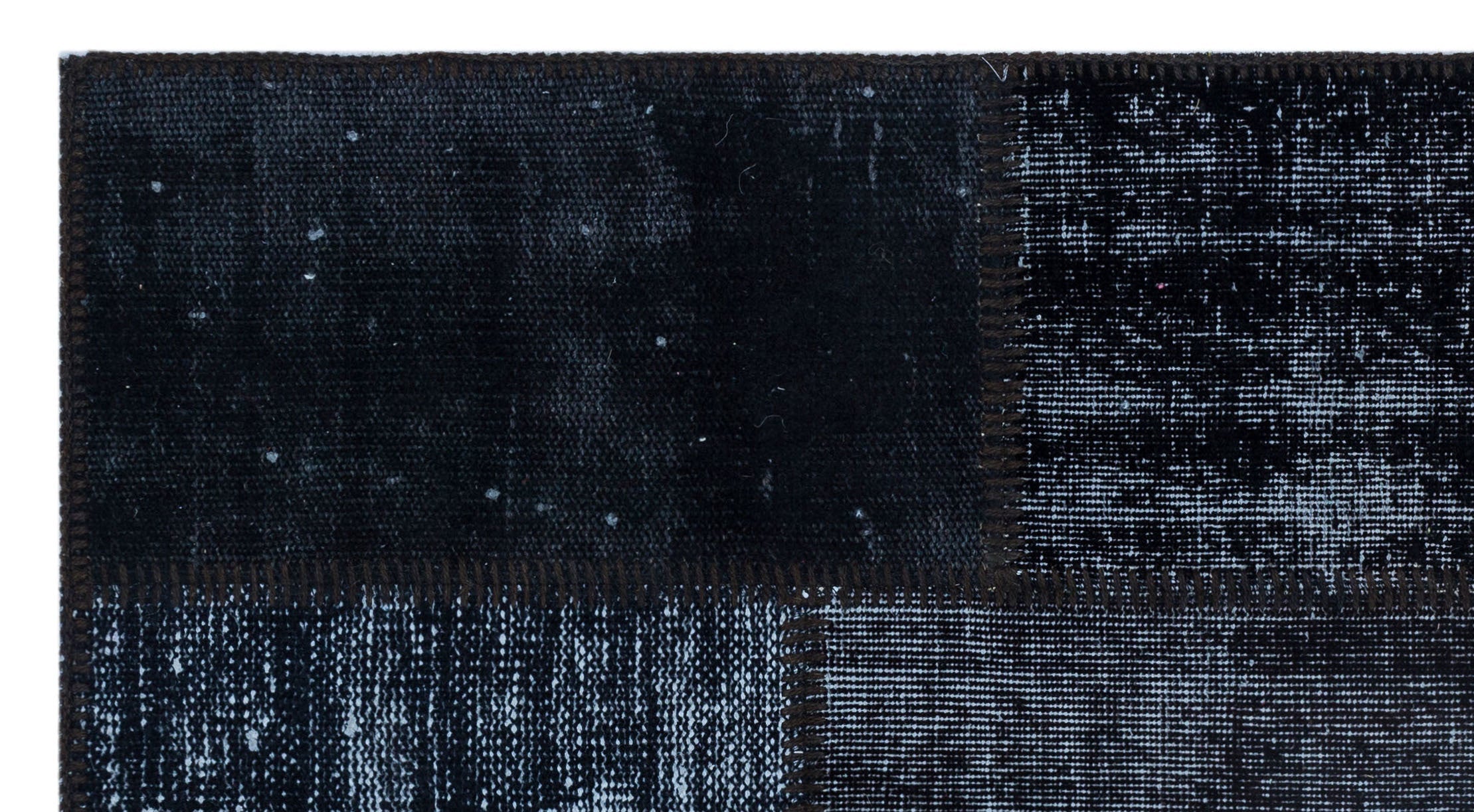 Iskece 26131 Black Patchwork Wool Handmade Area Rug 2'7" x 4'11"