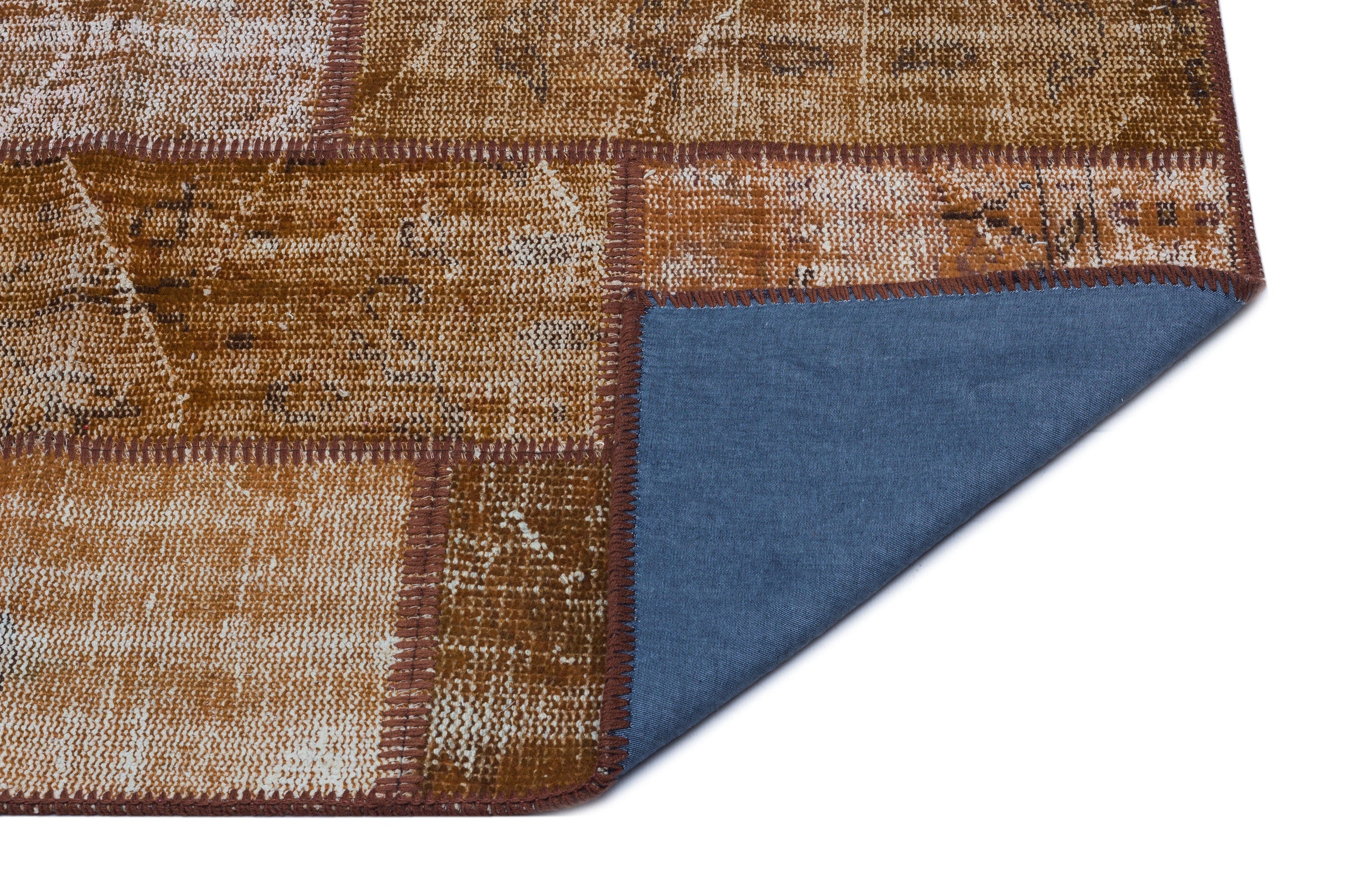 Iskece 26139 Brown Patchwork Wool Handmade Area Rug 2'7" x 4'11"