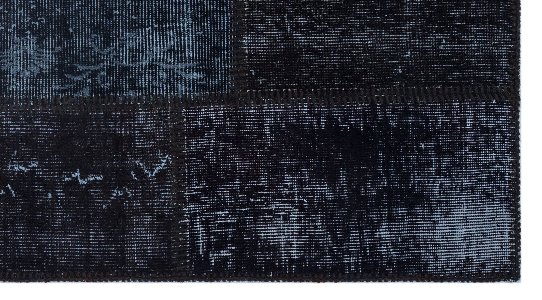 Iskece 26141 Black Patchwork Wool Handmade Area Rug 2'7" x 4'11"