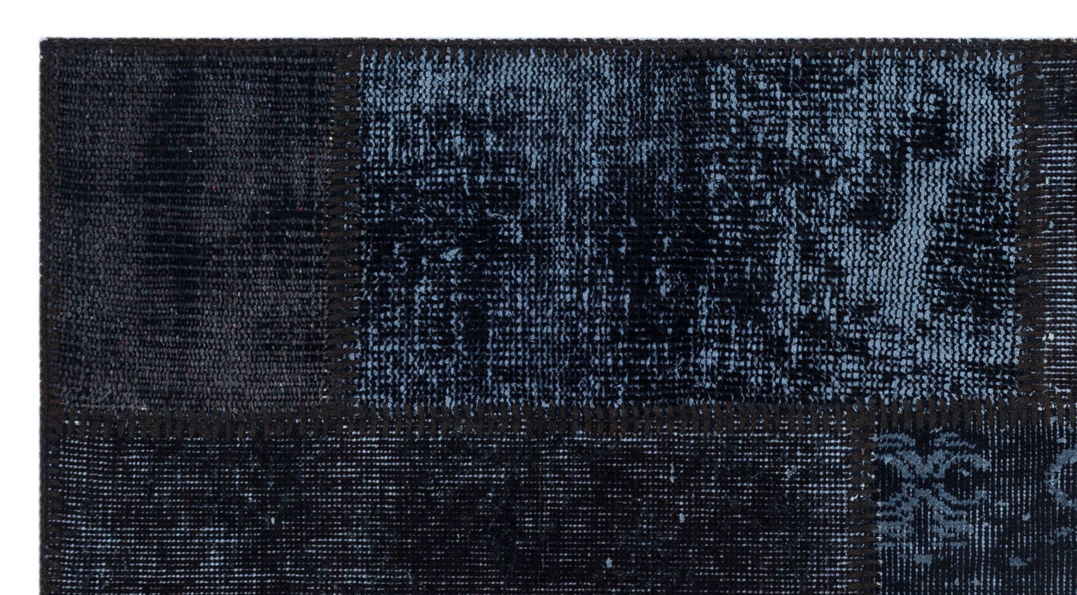 Iskece 26141 Black Patchwork Wool Handmade Area Rug 2'7" x 4'11"