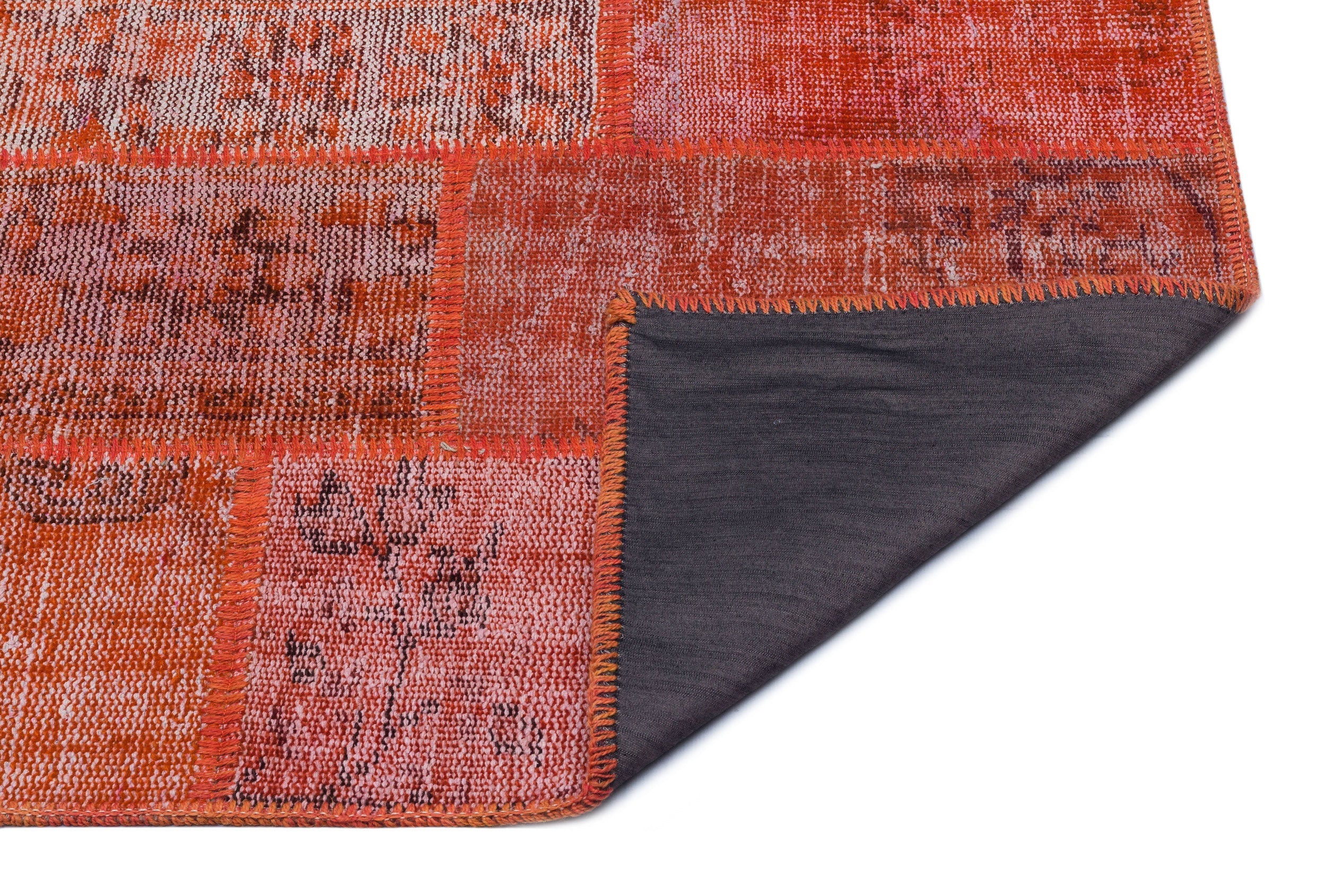 Iskece 26178 Red Patchwork Wool Handmade Area Rug 2'7" x 4'11"