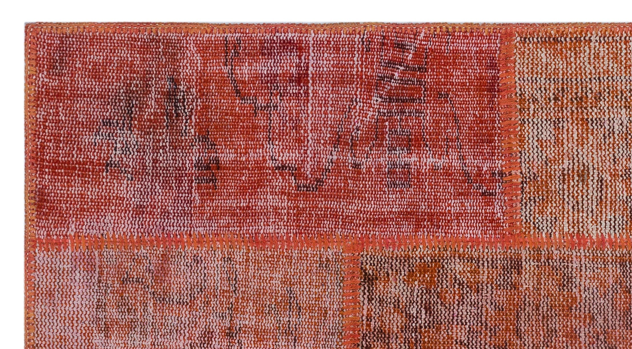 Iskece 26178 Red Patchwork Wool Handmade Area Rug 2'7" x 4'11"