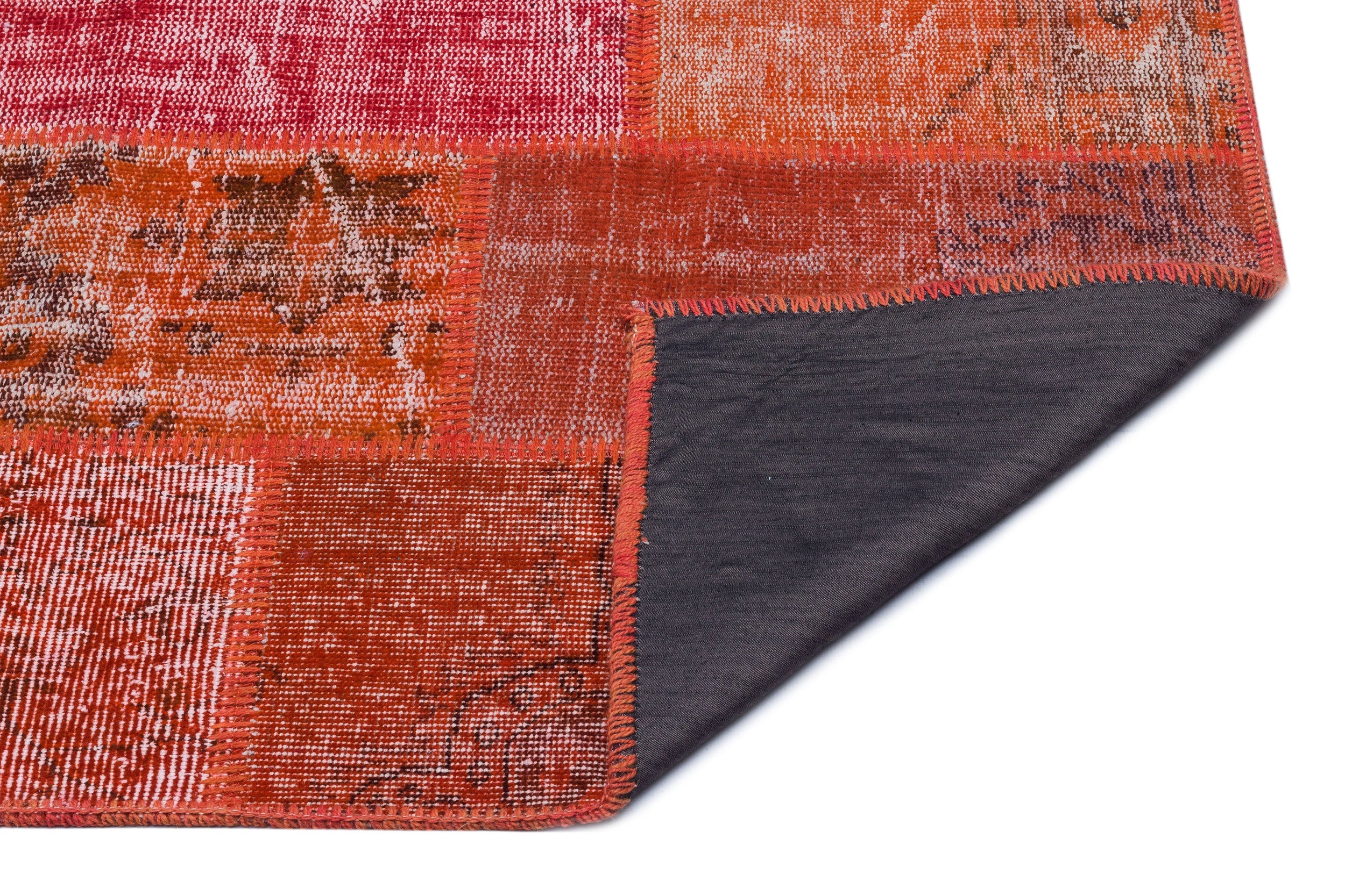 Iskece 26183 Red Patchwork Wool Handmade Area Rug 2'7" x 4'11"
