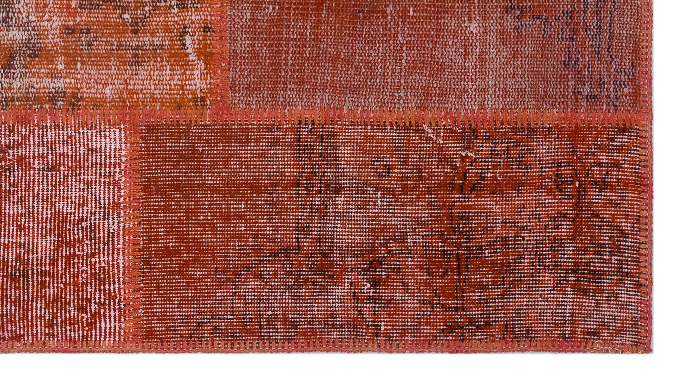 Iskece 26183 Red Patchwork Wool Handmade Area Rug 2'7" x 4'11"