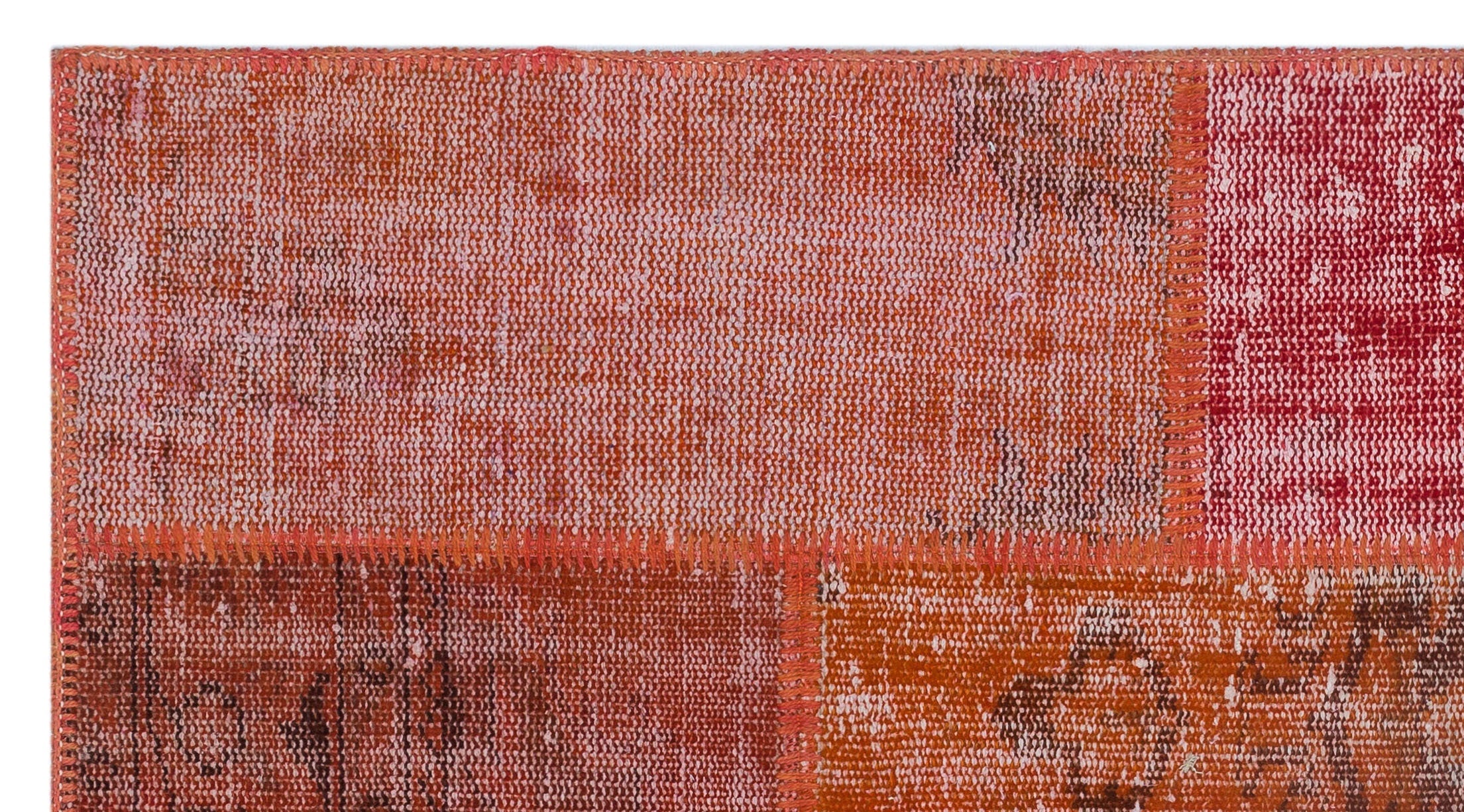 Iskece 26183 Red Patchwork Wool Handmade Area Rug 2'7" x 4'11"