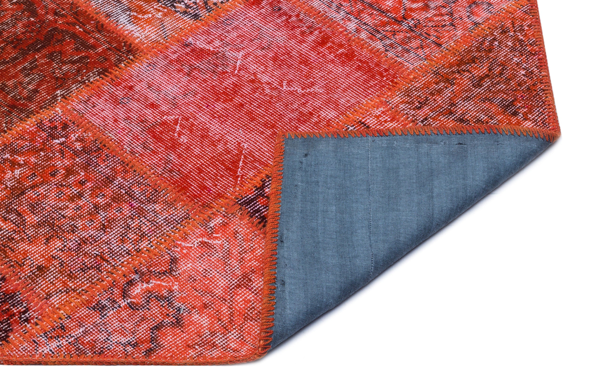 Iskece 26184 Red Patchwork Wool Handmade Area Rug 2'7" x 4'11"