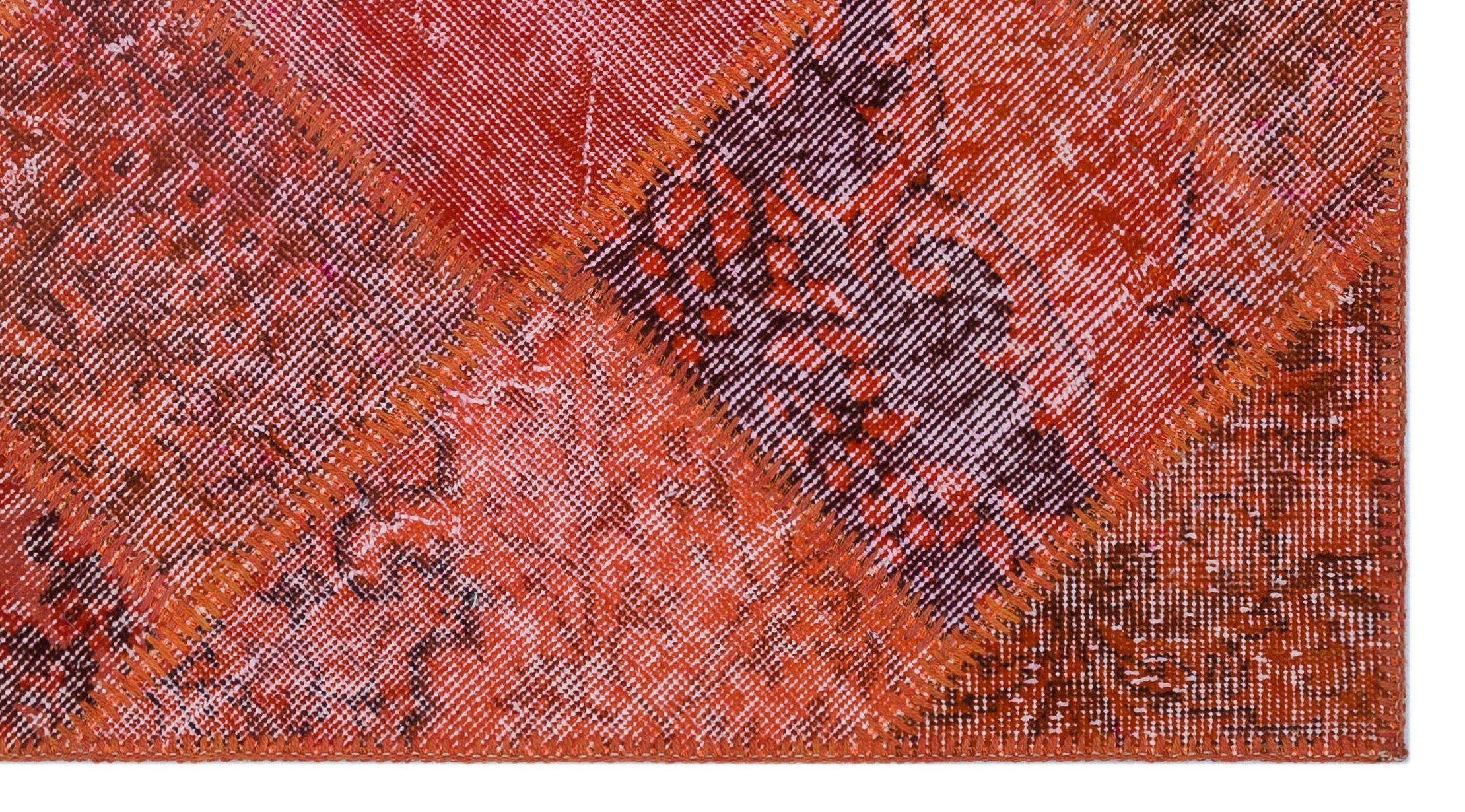 Iskece 26184 Red Patchwork Wool Handmade Area Rug 2'7" x 4'11"