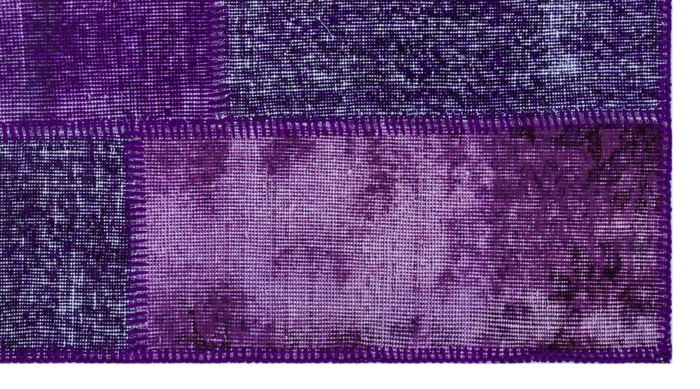 Iskece 26200 Purple Patchwork Wool Handmade Area Rug 2'7" x 4'11"