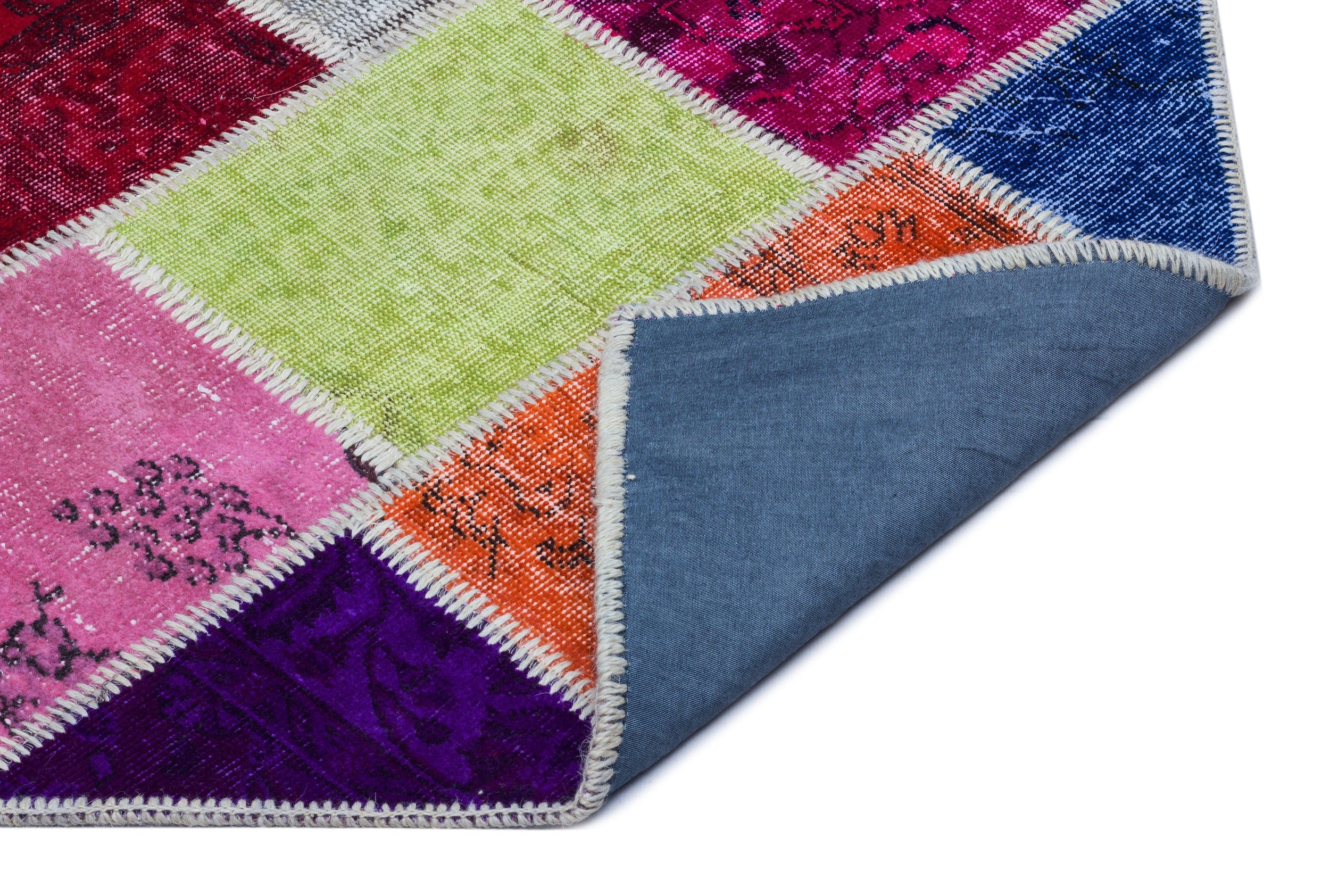 Iskece 26201 Beige Patchwork Wool Handmade Area Rug 2'7" x 4'11"