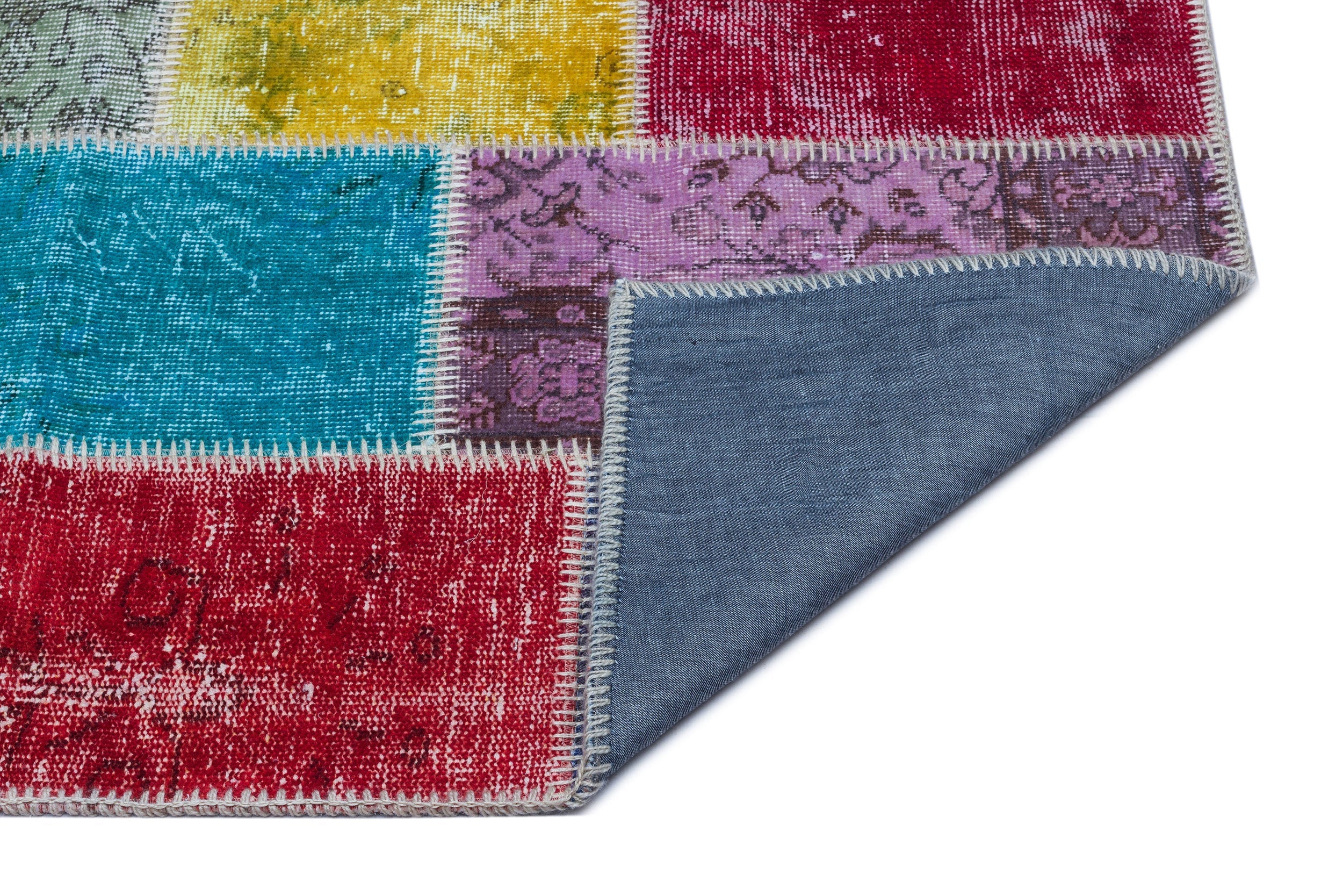 Iskece 26216 Beige Patchwork Wool Handmade Area Rug 2'7" x 4'11"