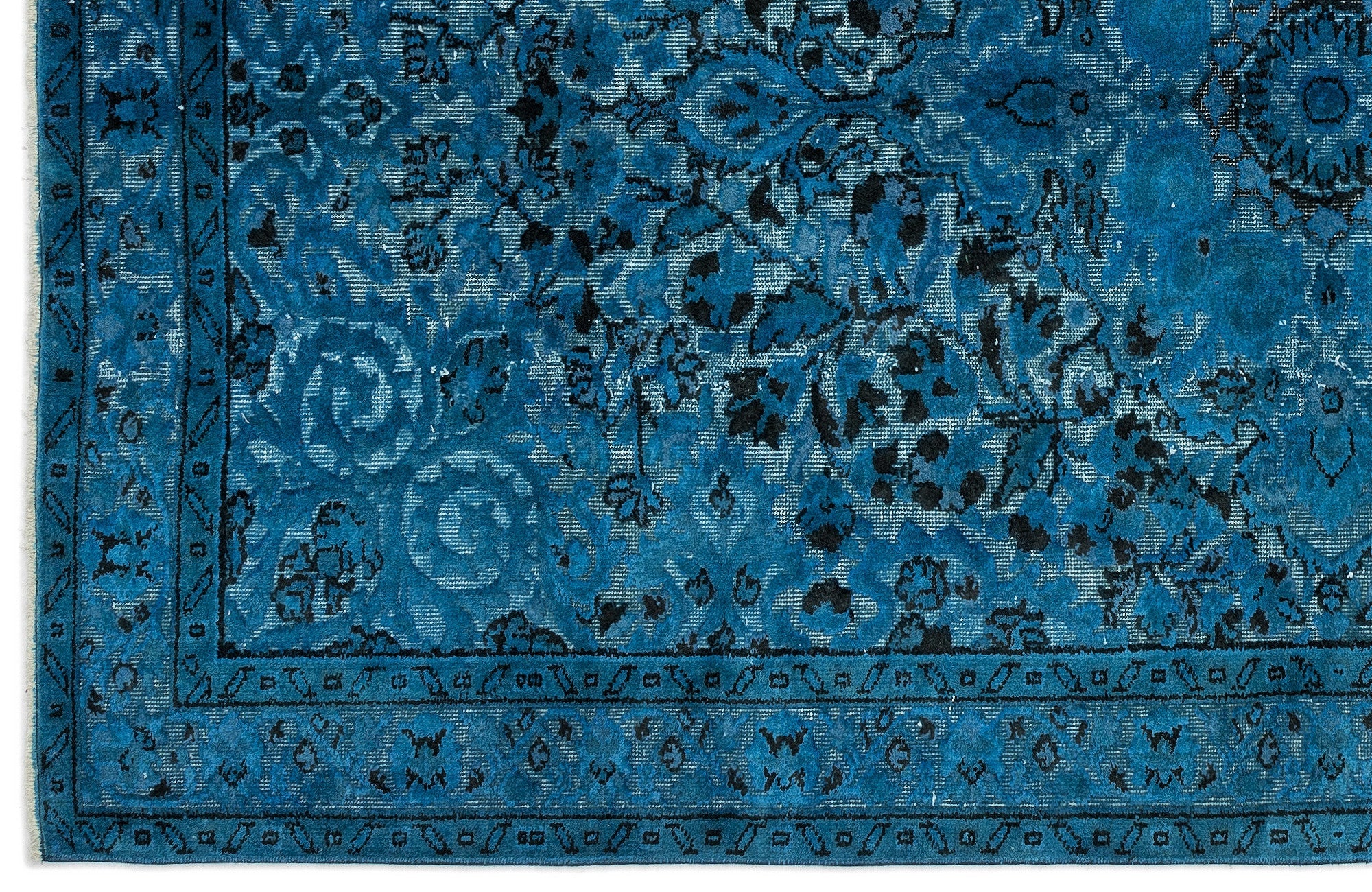 Purplea Turquoise Vintage Wool Handmade Area Rug 5'6" x 8'5"