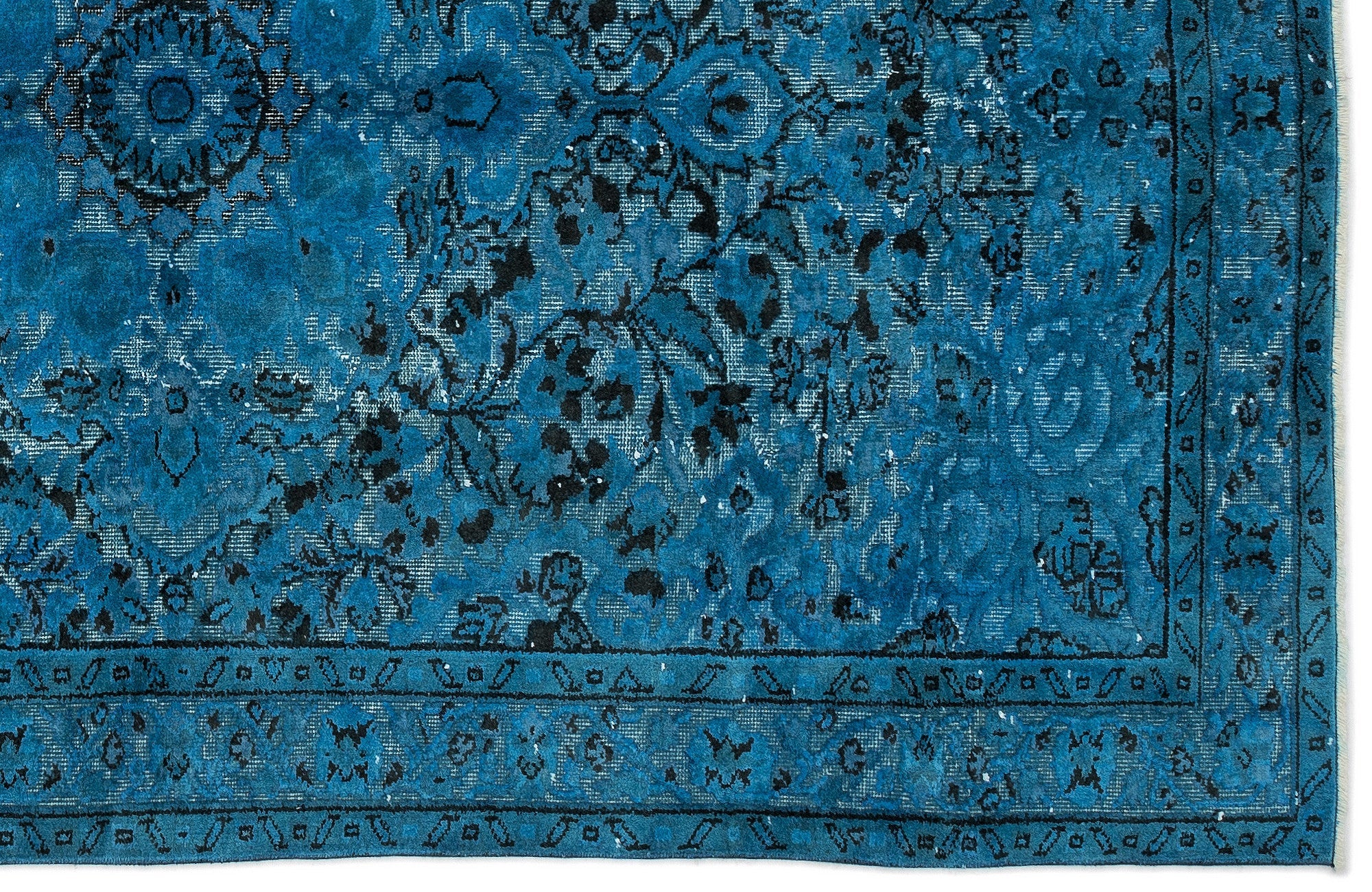 Purplea Turquoise Vintage Wool Handmade Area Rug 5'6" x 8'5"