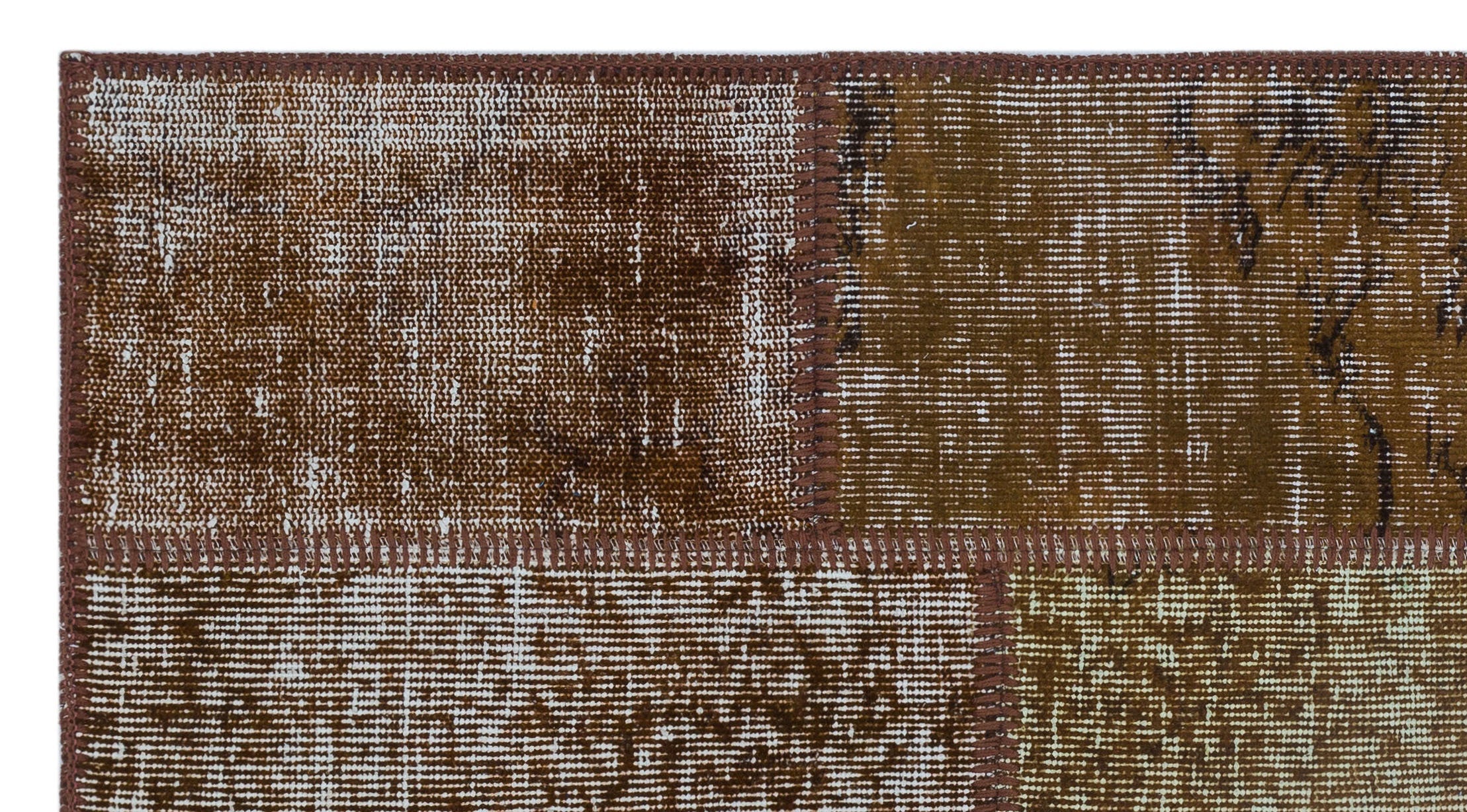 Iskece 26223 Brown Patchwork Wool Handmade Area Rug 2'7" x 4'11"