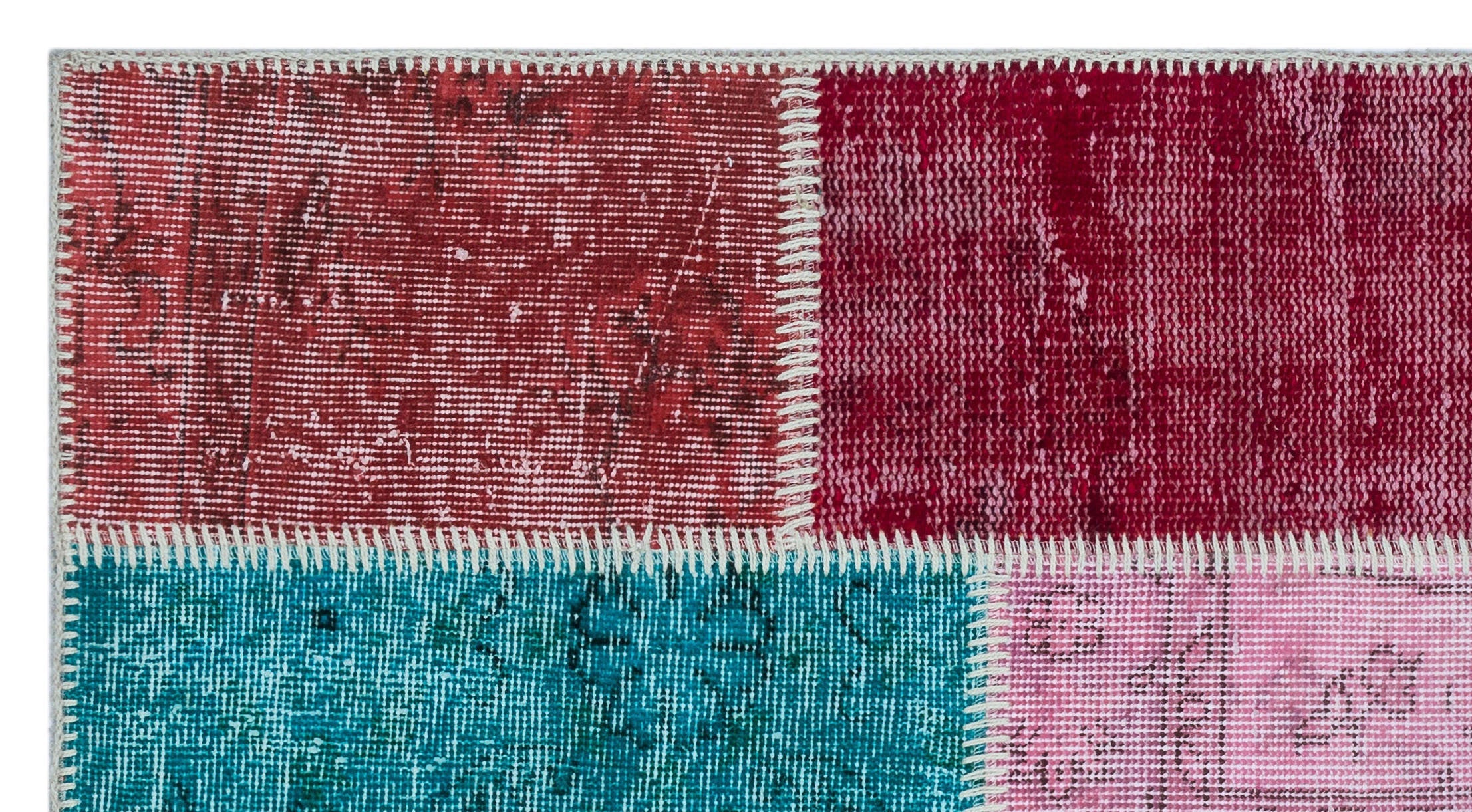 Iskece 26239 Beige Patchwork Wool Handmade Area Rug 2'7" x 4'11"