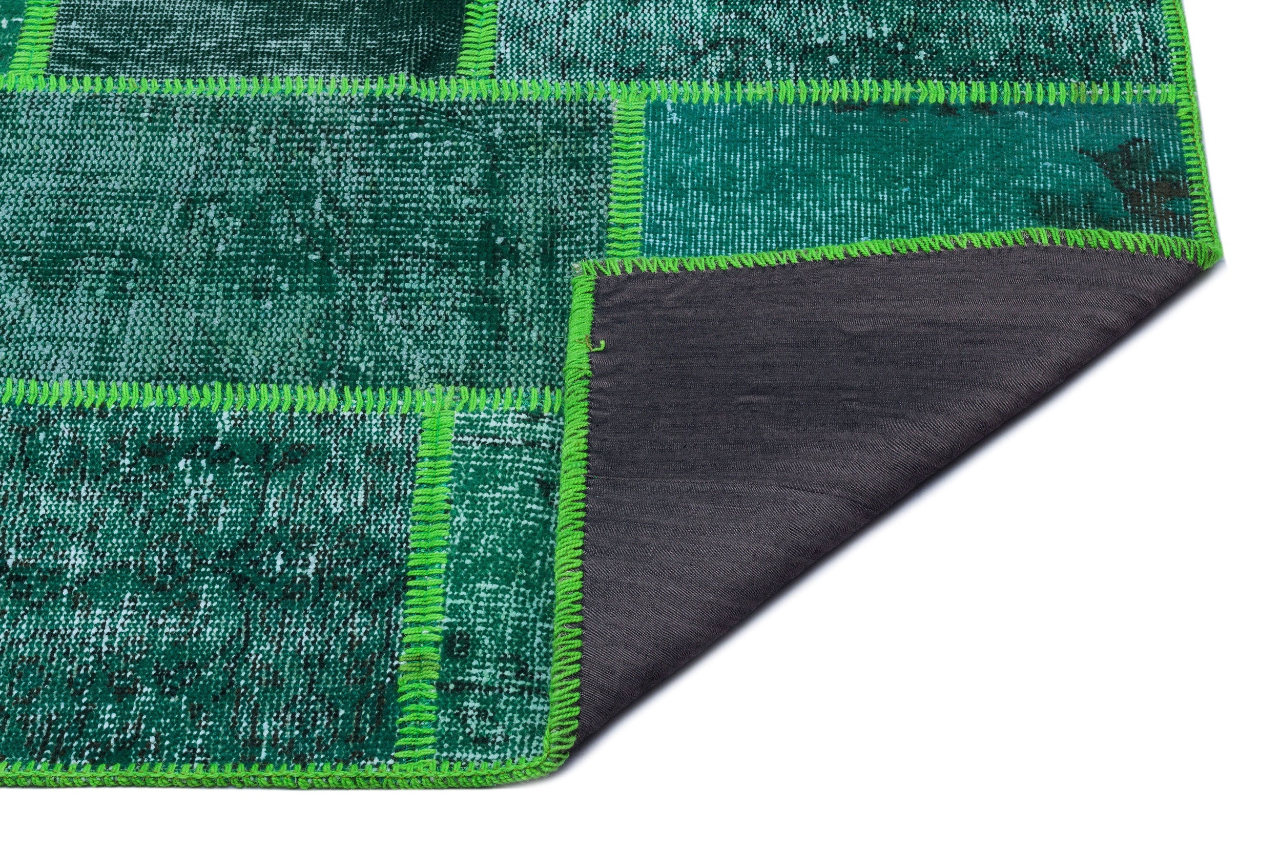 Iskece 26250 Green Vintage Wool Handmade Area Rug 3'11" x 5'11"