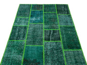 Iskece 26250 Green Vintage Wool Handmade Area Rug 3'11" x 5'11"