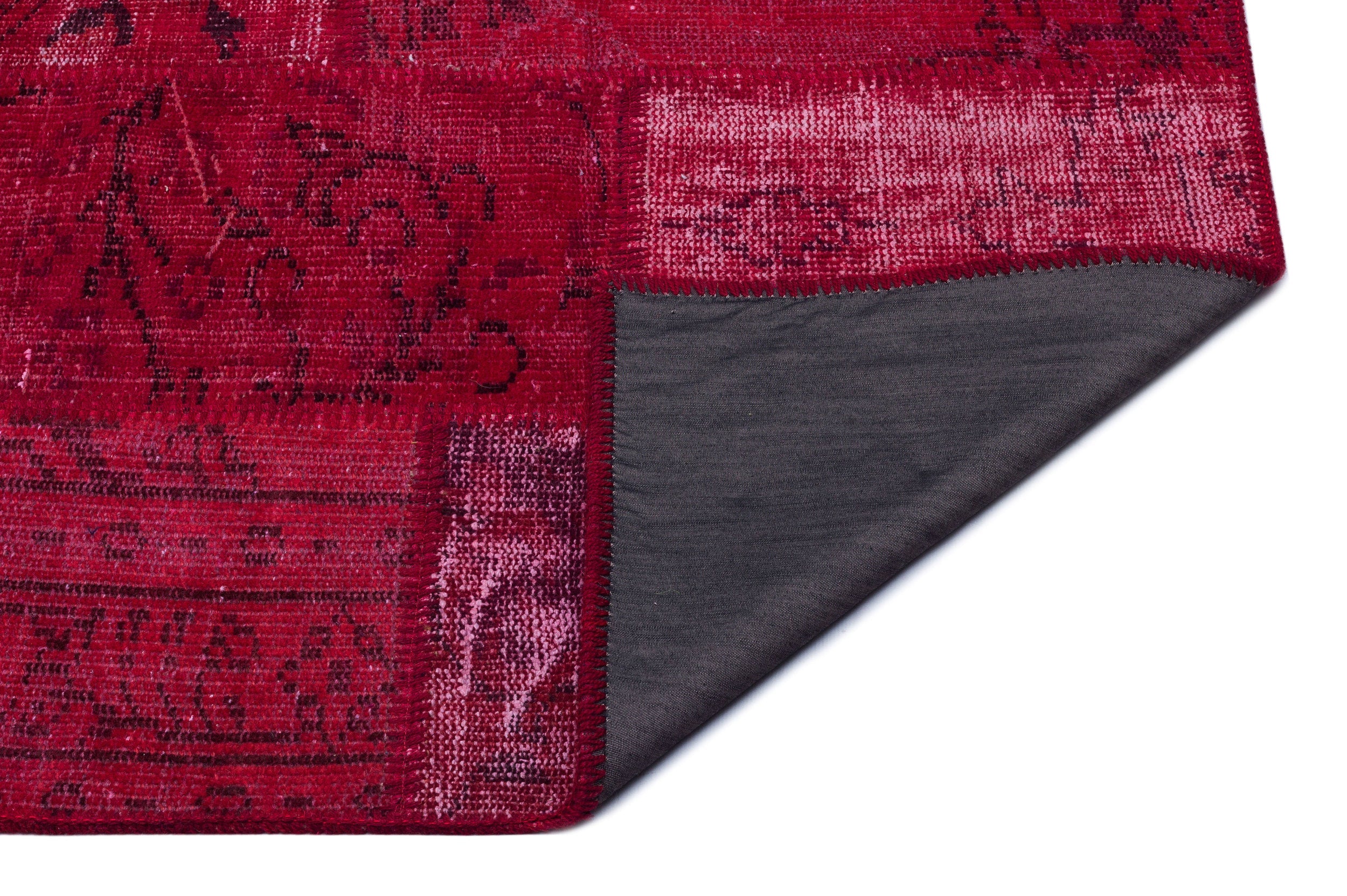 Iskece 26258 Red Patchwork Wool Handmade Area Rug 3'11" x 5'11"