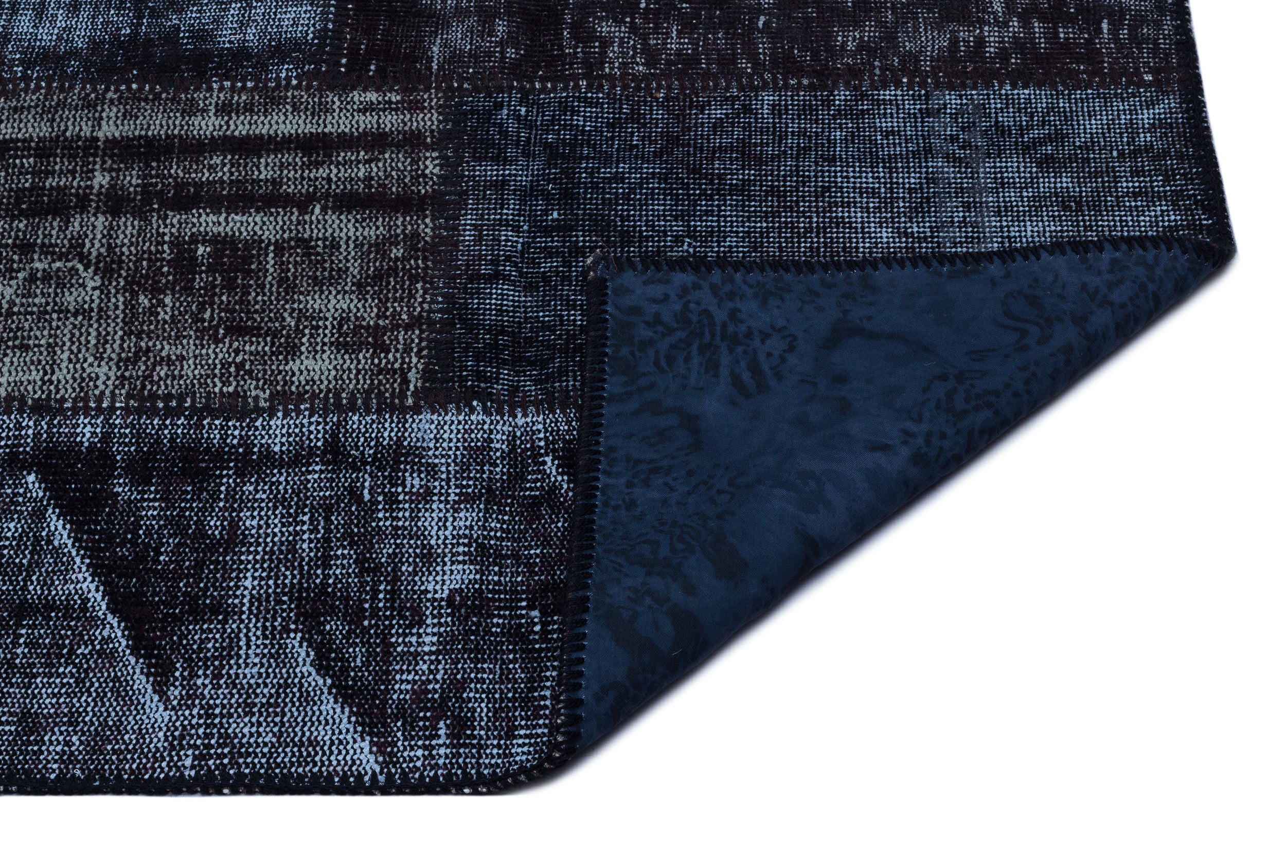 Iskece 26271 Black Patchwork Wool Handmade Area Rug 3'11" x 5'11"