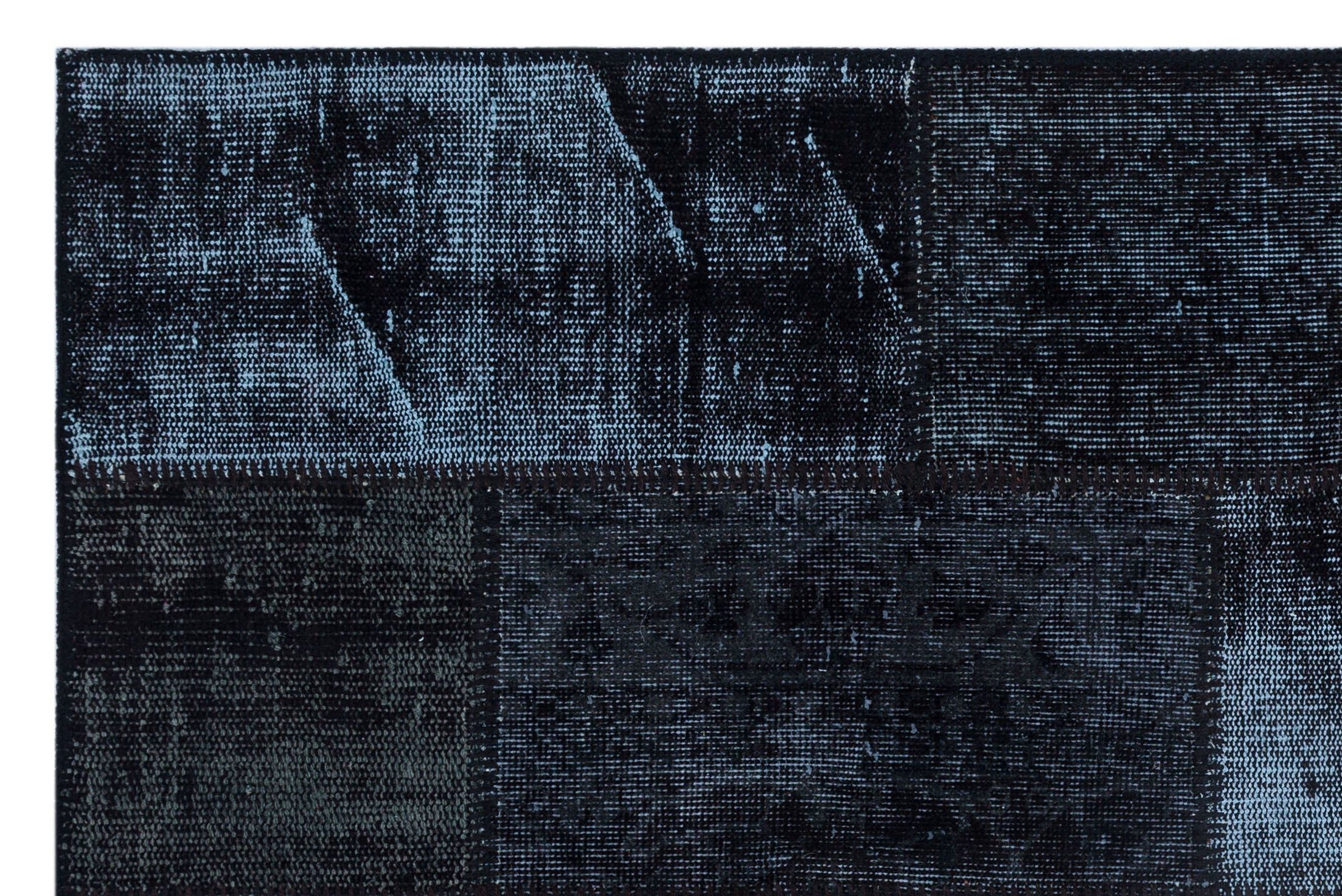 Iskece 26271 Black Patchwork Wool Handmade Area Rug 3'11" x 5'11"