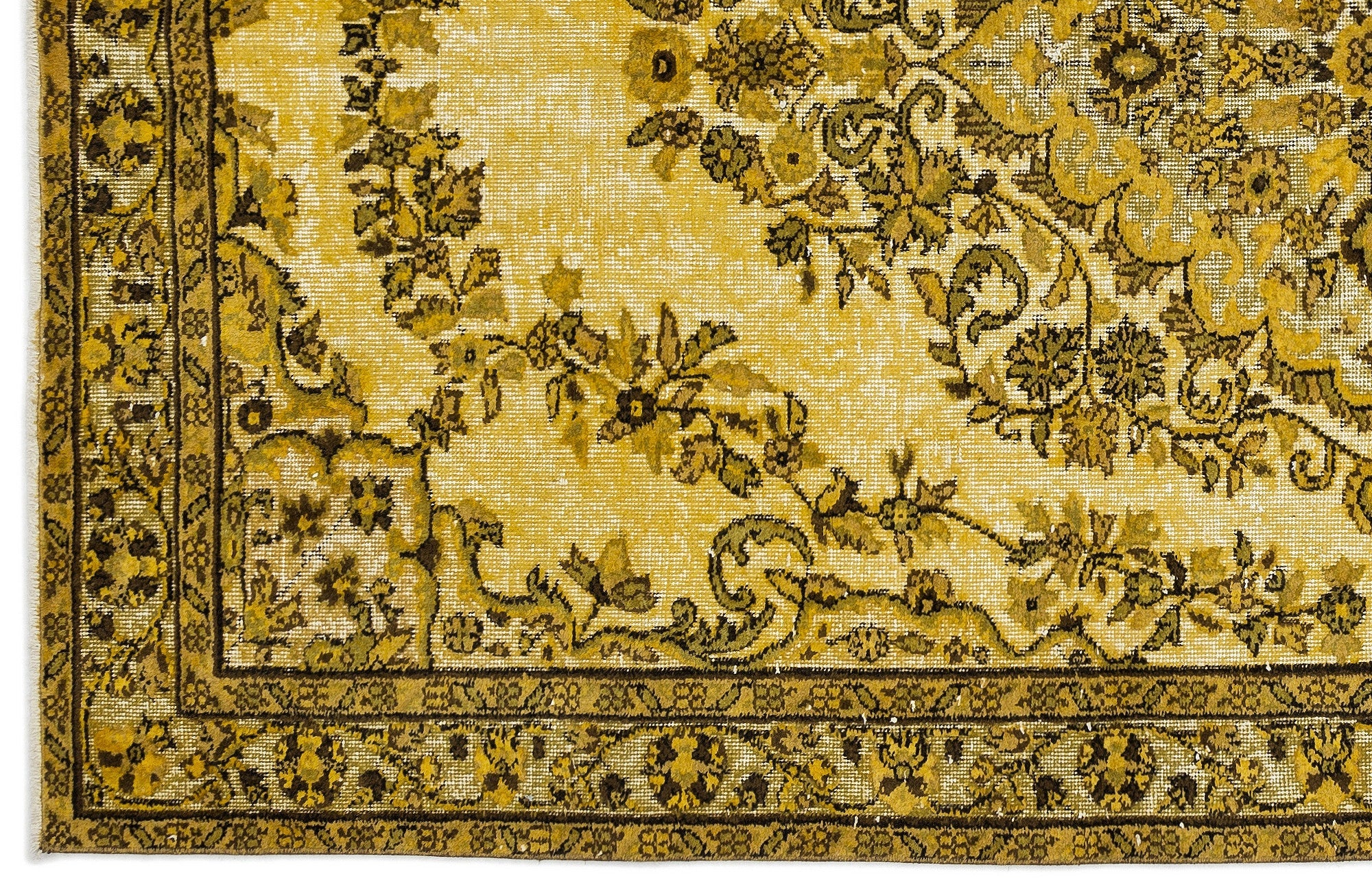 Purplea Yellow Vintage Wool Handmade Area Rug 5'7" x 9'7"