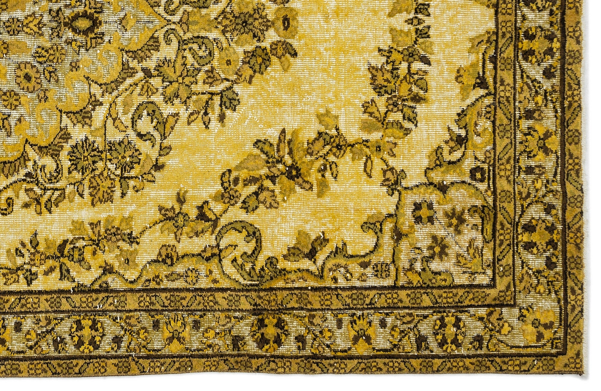 Purplea Yellow Vintage Wool Handmade Area Rug 5'7" x 9'7"