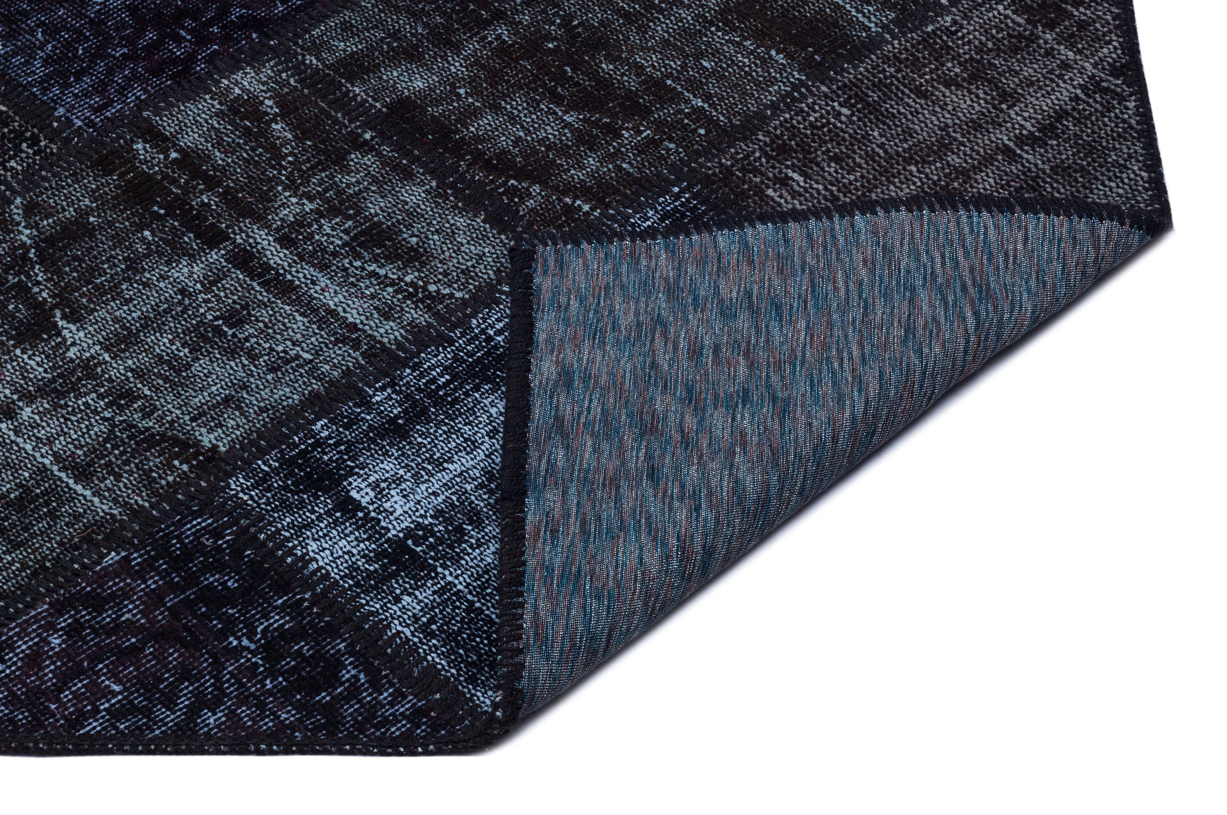 Iskece 26289 Black Patchwork Wool Handmade Area Rug 3'11" x 5'11"