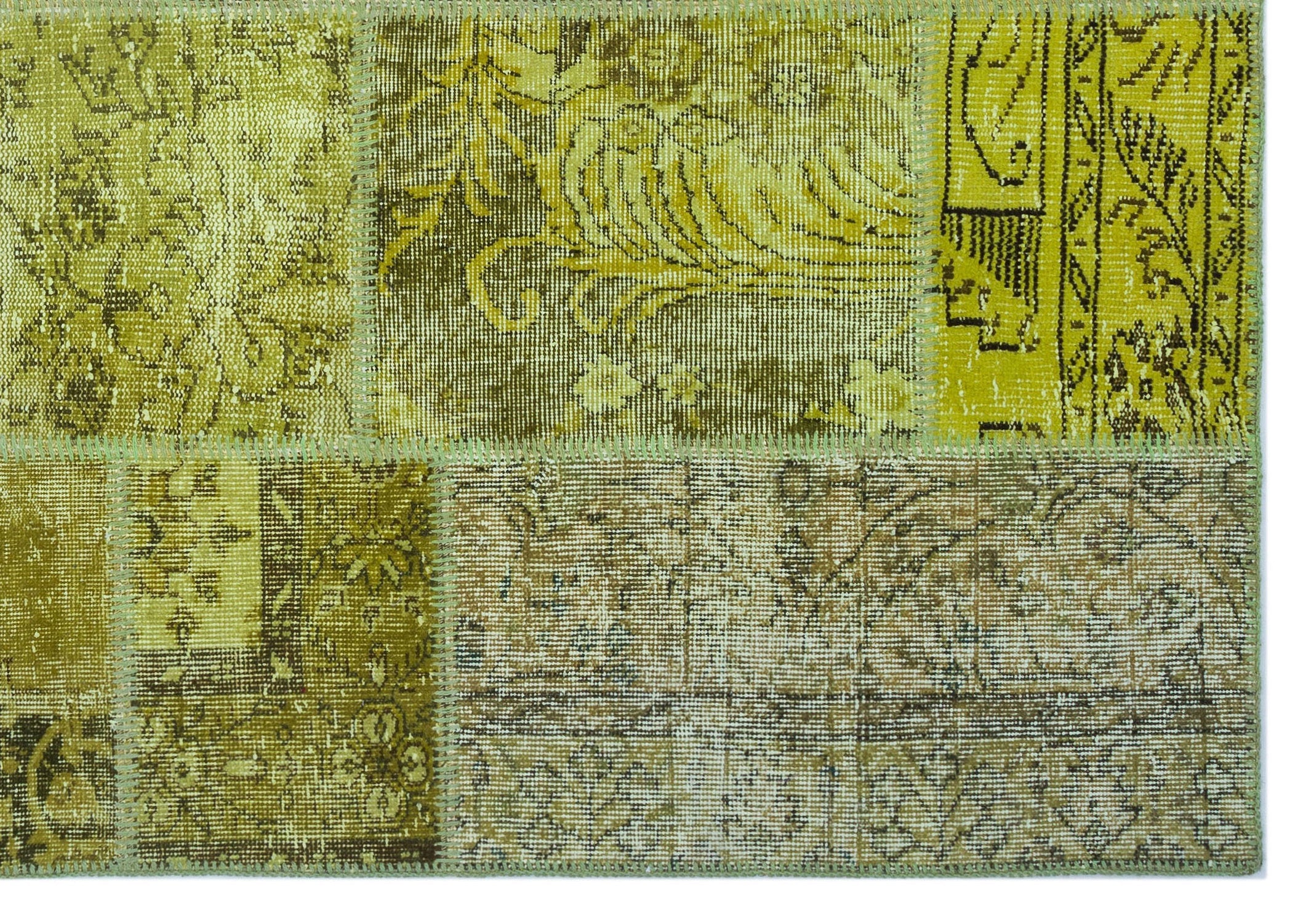 Iskece 26295 Yellow Vintage Wool Handmade Area Rug 5'3" x 7'7"