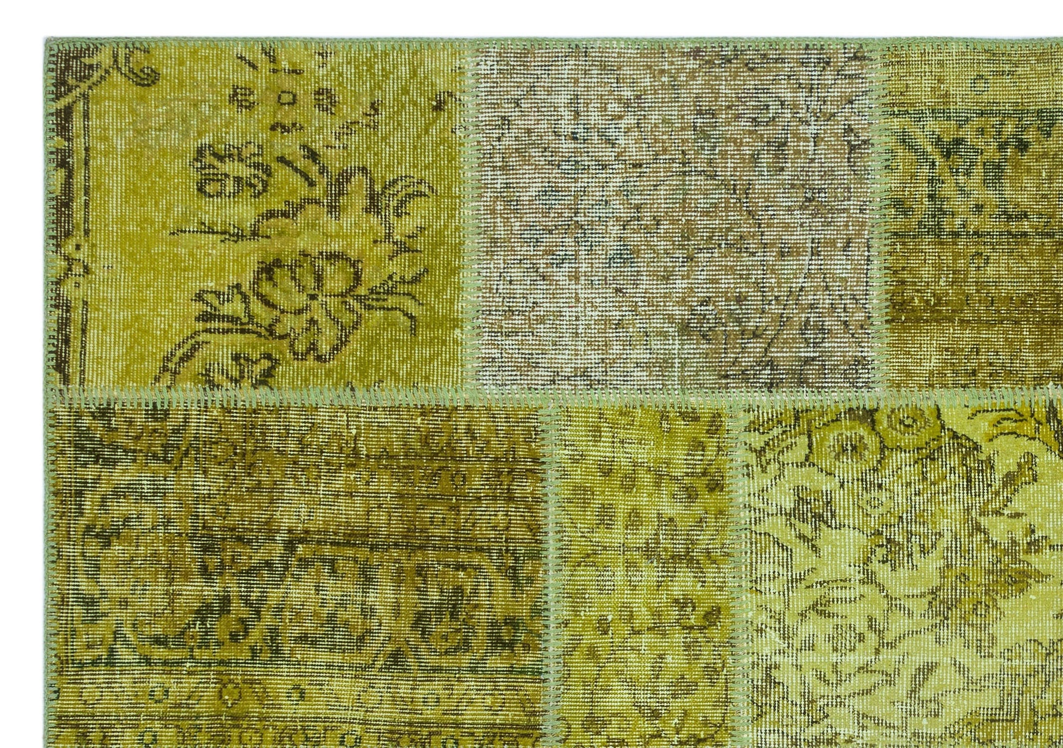 Iskece 26295 Yellow Vintage Wool Handmade Area Rug 5'3" x 7'7"