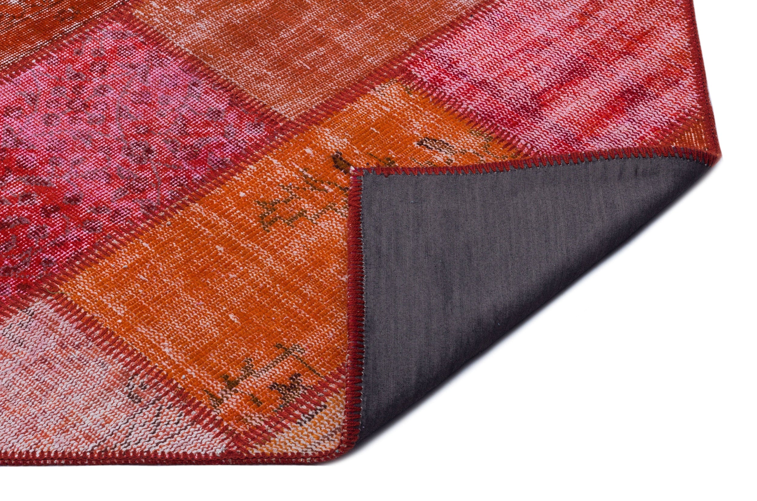 Iskece 26296 Red Patchwork Wool Handmade Area Rug 5'3" x 7'7"