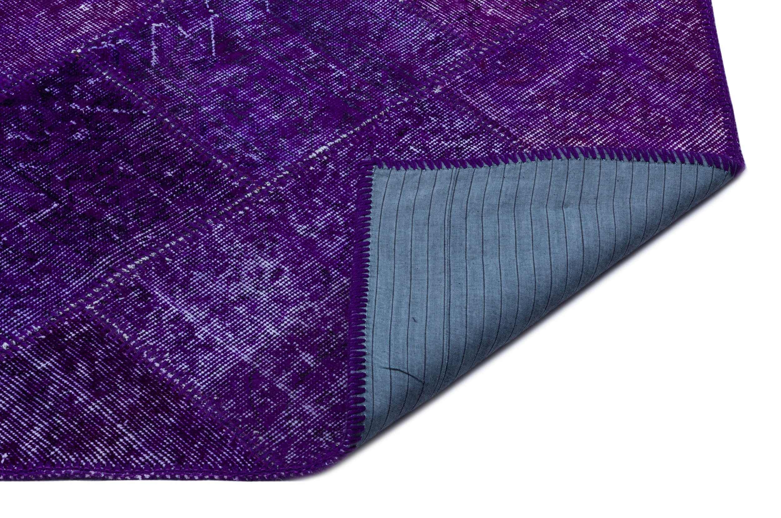 Iskece 26316 Purple Patchwork Wool Handmade Area Rug 5'3" x 7'7"