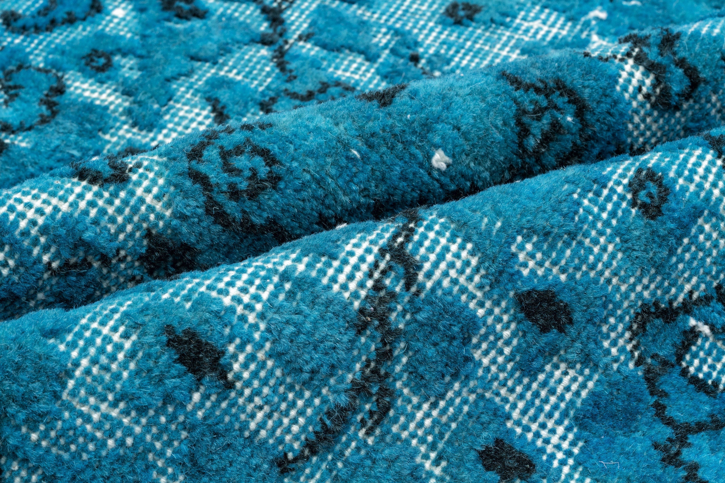 Purplea Turquoise Vintage Wool Handmade Area Rug 4'7" x 9'9"