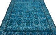 Purplea Turquoise Vintage Wool Handmade Area Rug 4'7" x 9'9"