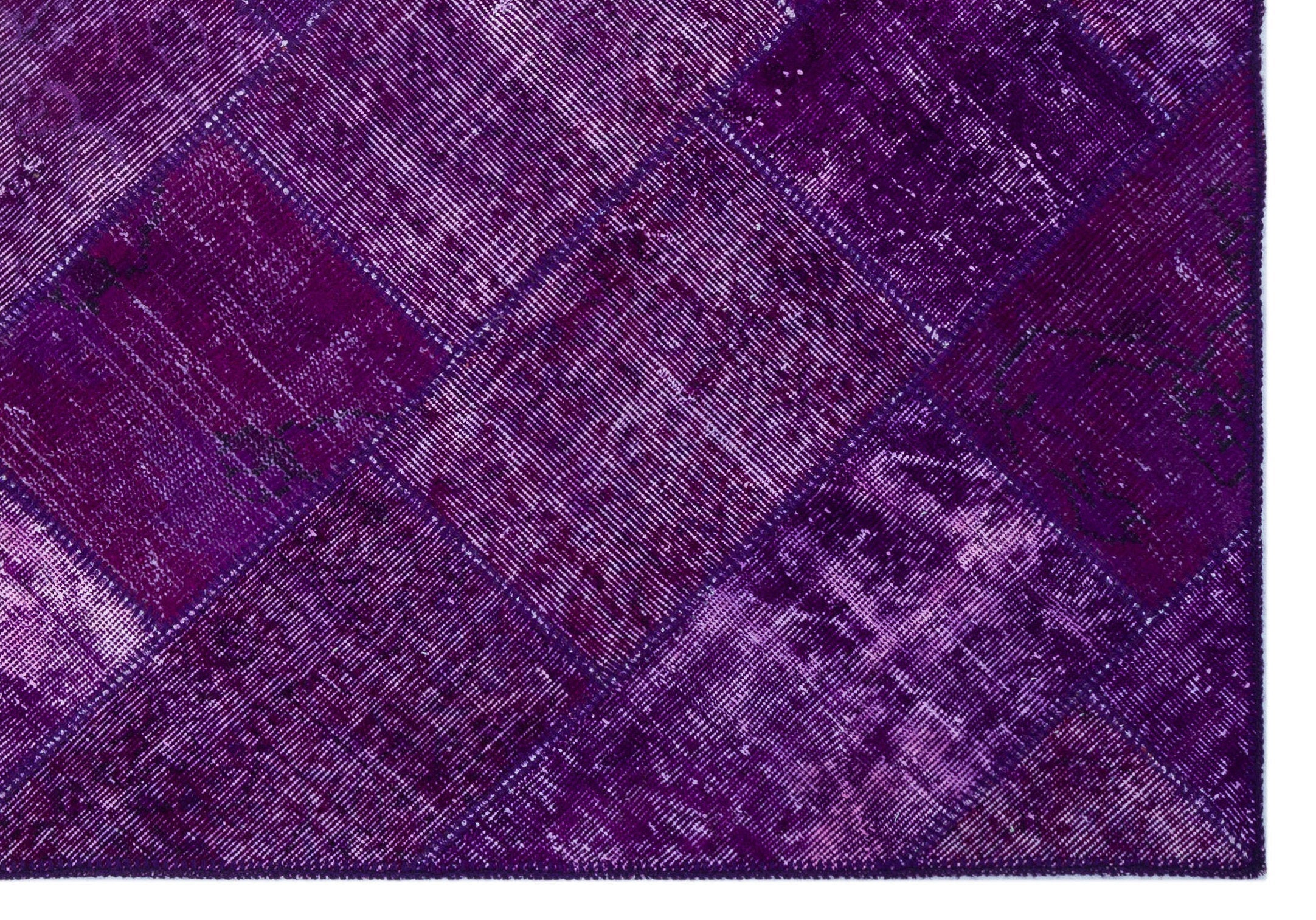 Iskece 26322 Purple Patchwork Wool Handmade Area Rug 5'3" x 7'7"
