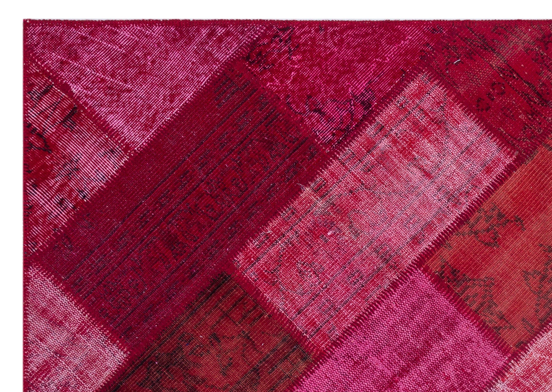 Iskece 26326 Red Patchwork Wool Handmade Area Rug 5'3" x 7'7"