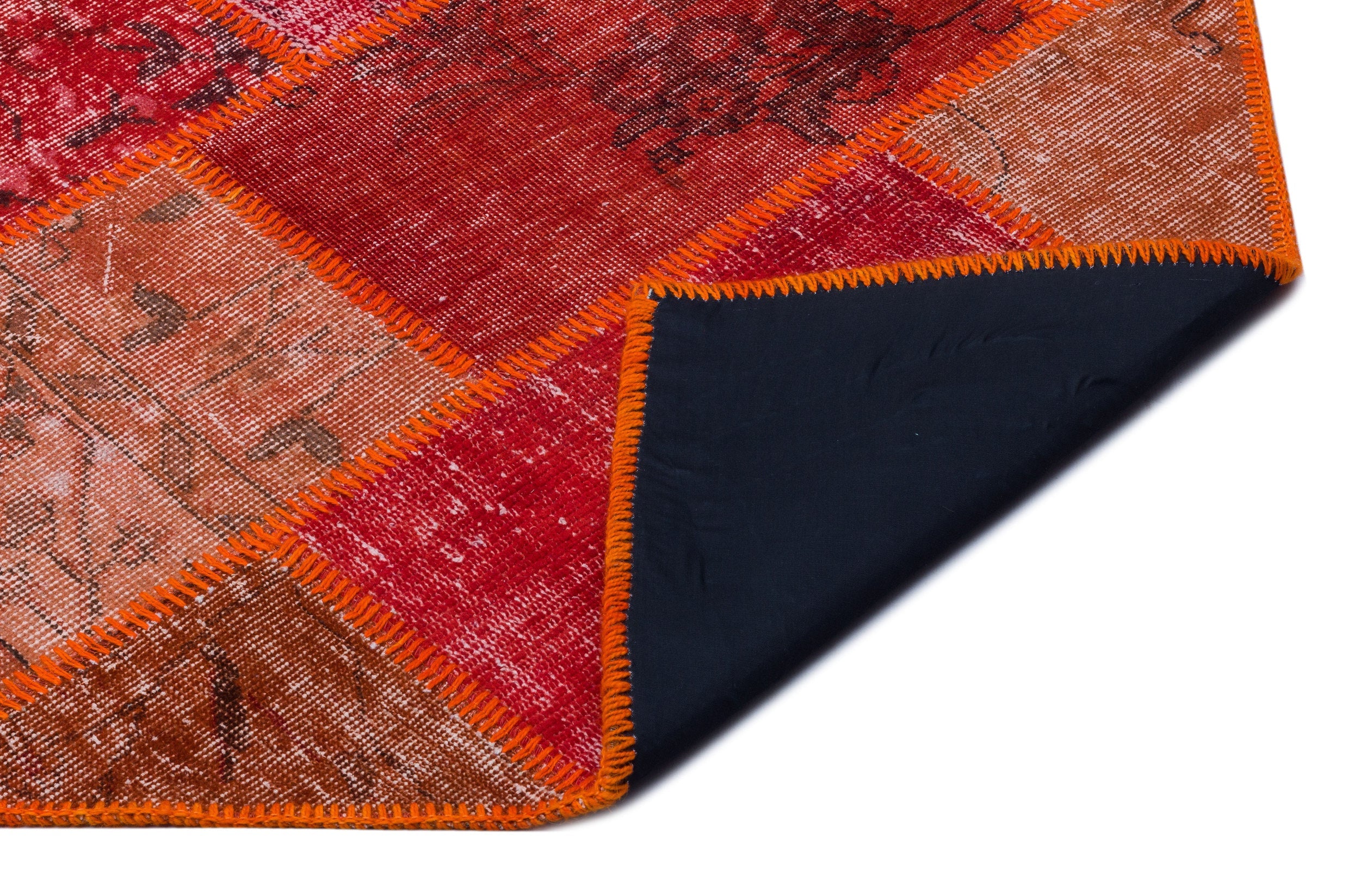 Iskece 26350 Red Patchwork Wool Handmade Area Rug 5'3" x 7'7"
