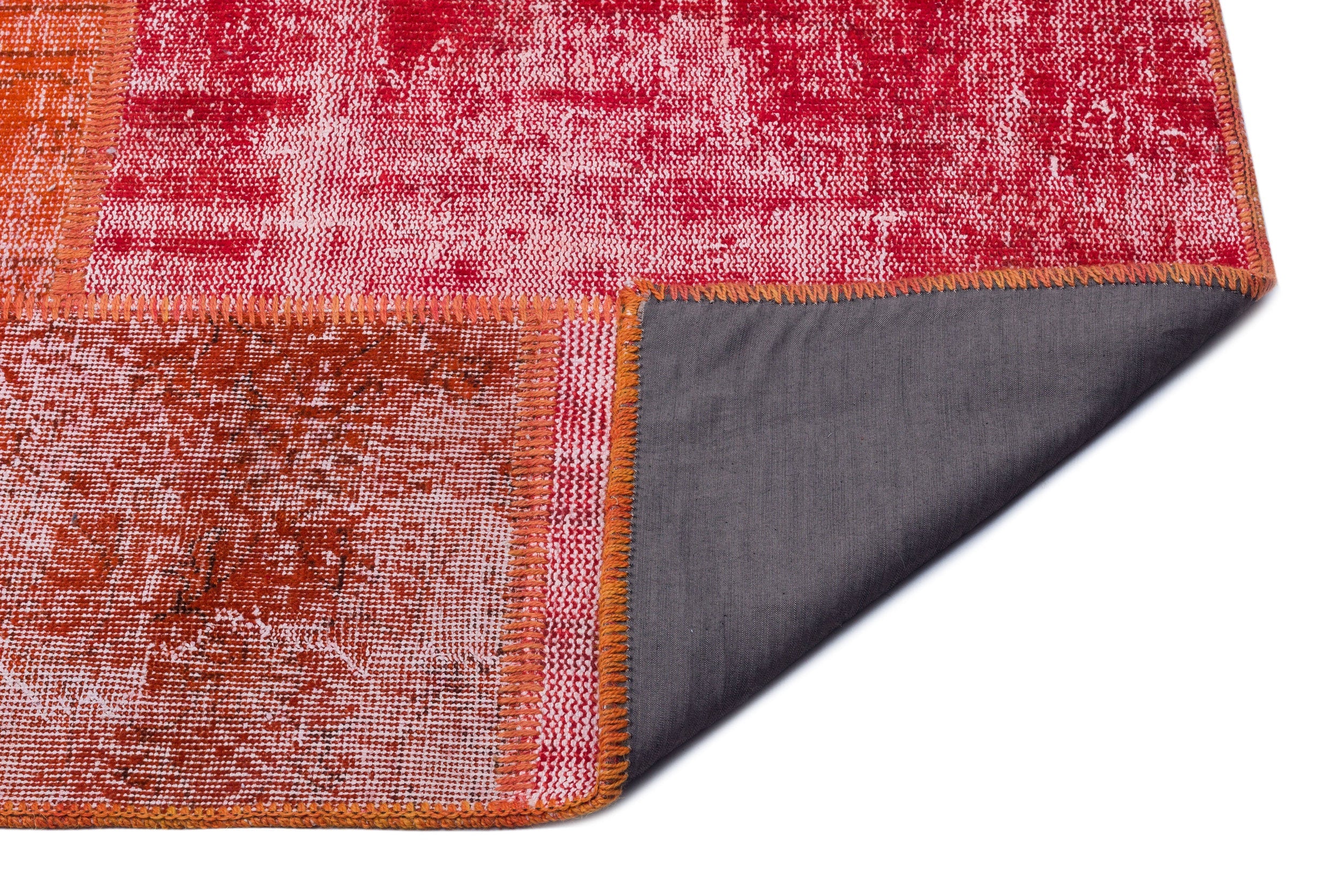 Iskece 26379 Red Patchwork Wool Handmade Area Rug 5'3" x 7'7"