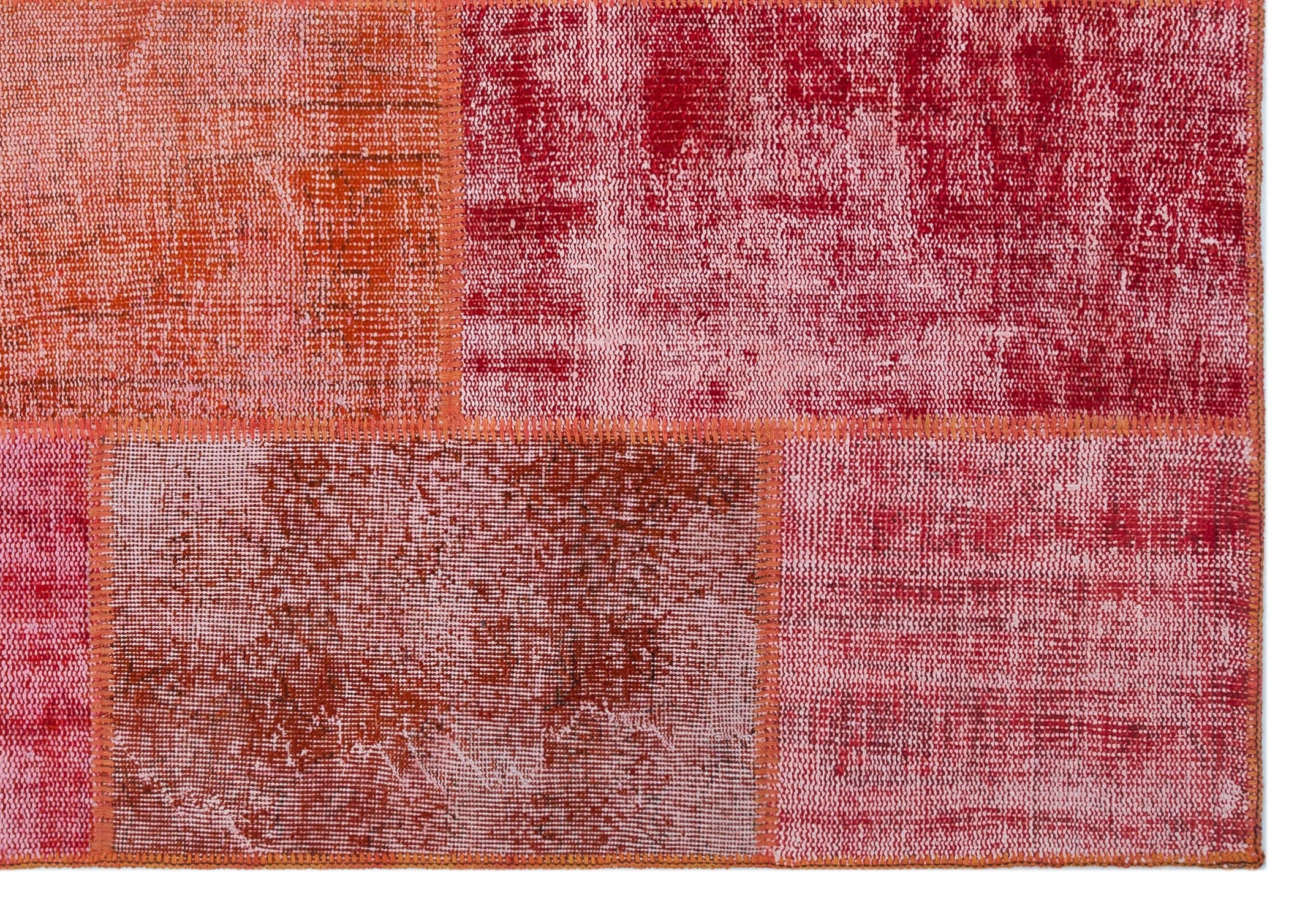 Iskece 26379 Red Patchwork Wool Handmade Area Rug 5'3" x 7'7"