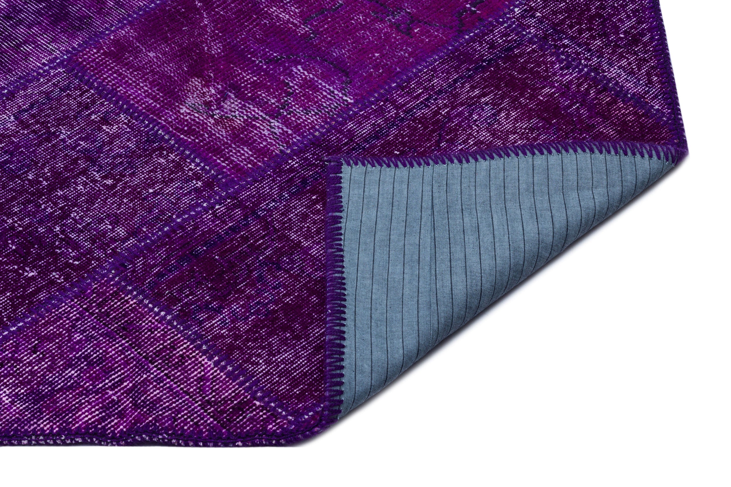 Iskece 26389 Purple Patchwork Wool Handmade Area Rug 5'3" x 7'7"
