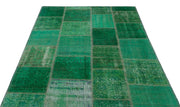 Iskece Green Vintage Wool Handmade Area Rug 5'3" x 7'3"