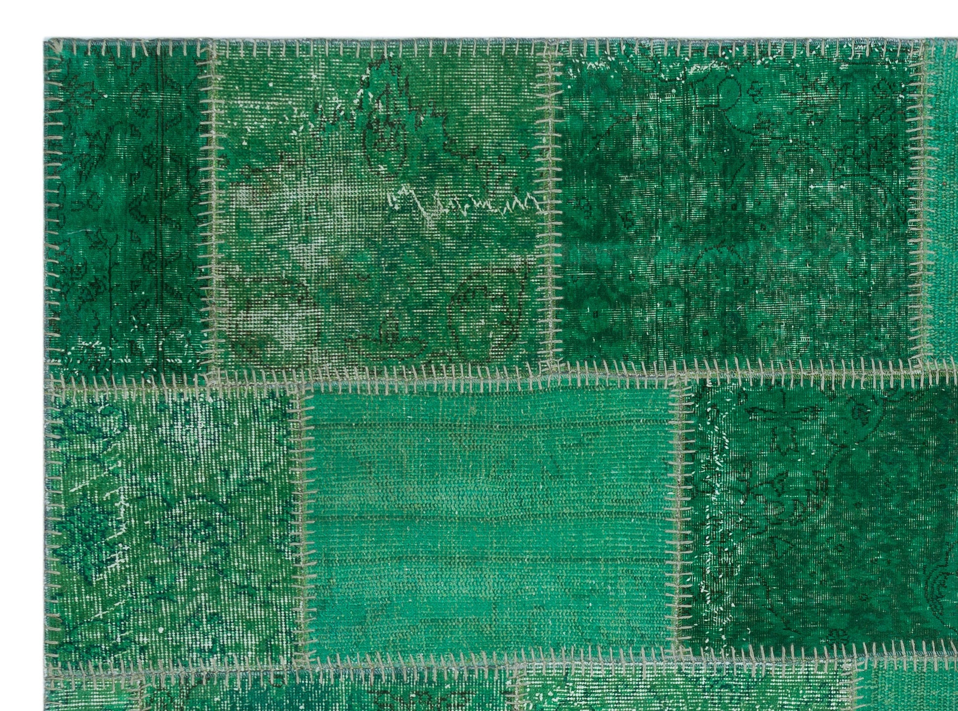 Iskece Green Vintage Wool Handmade Area Rug 5'3" x 7'3"