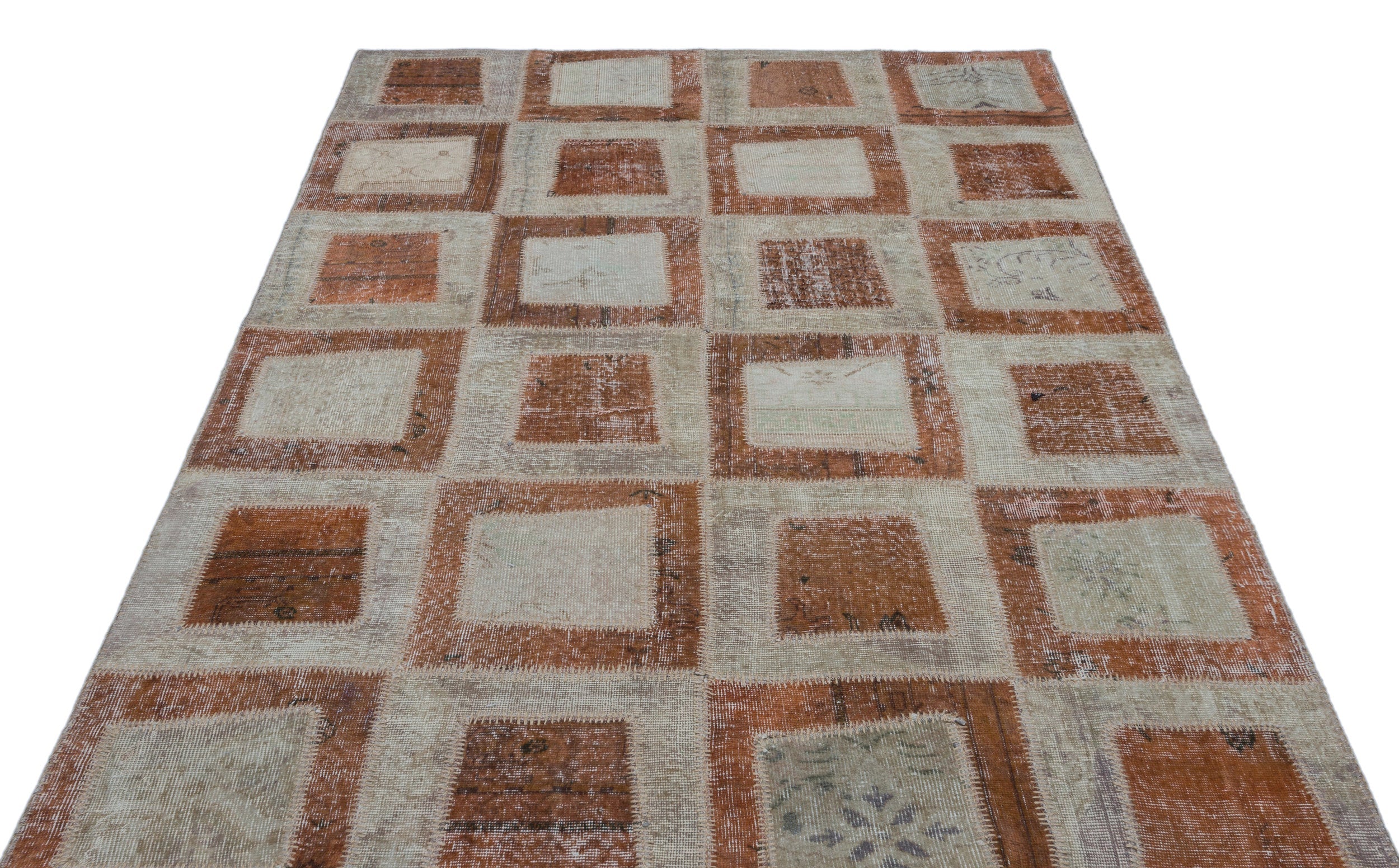 Iskece Brown Vintage Wool Handmade Area Rug 5'3" x 7'10"