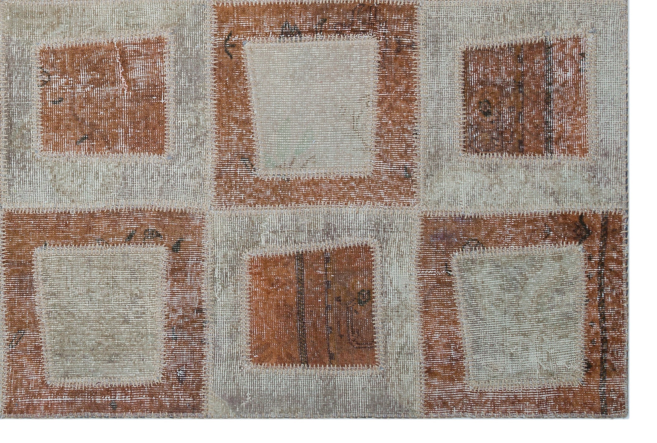 Iskece Brown Vintage Wool Handmade Area Rug 5'3" x 7'10"
