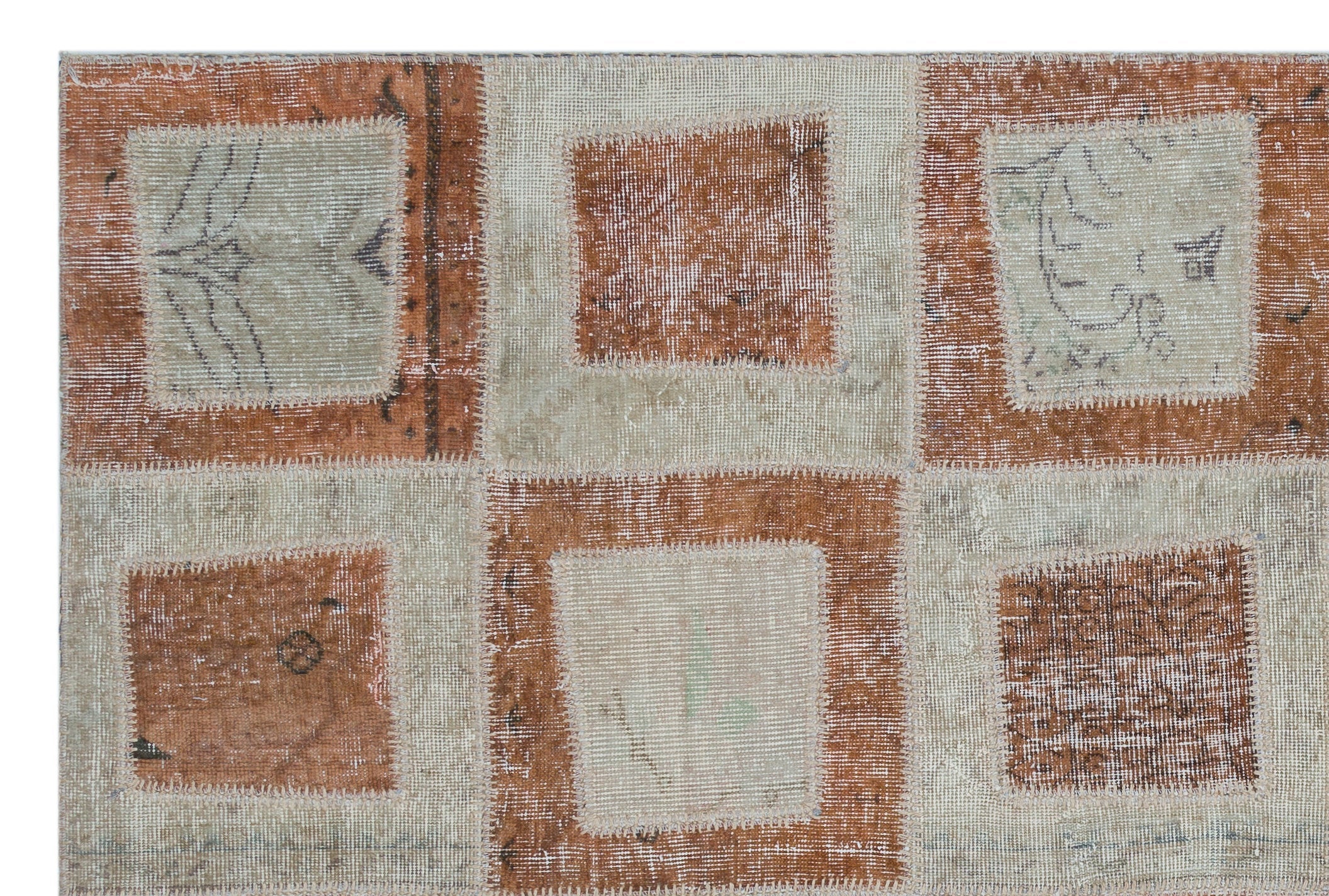 Iskece Brown Vintage Wool Handmade Area Rug 5'3" x 7'10"