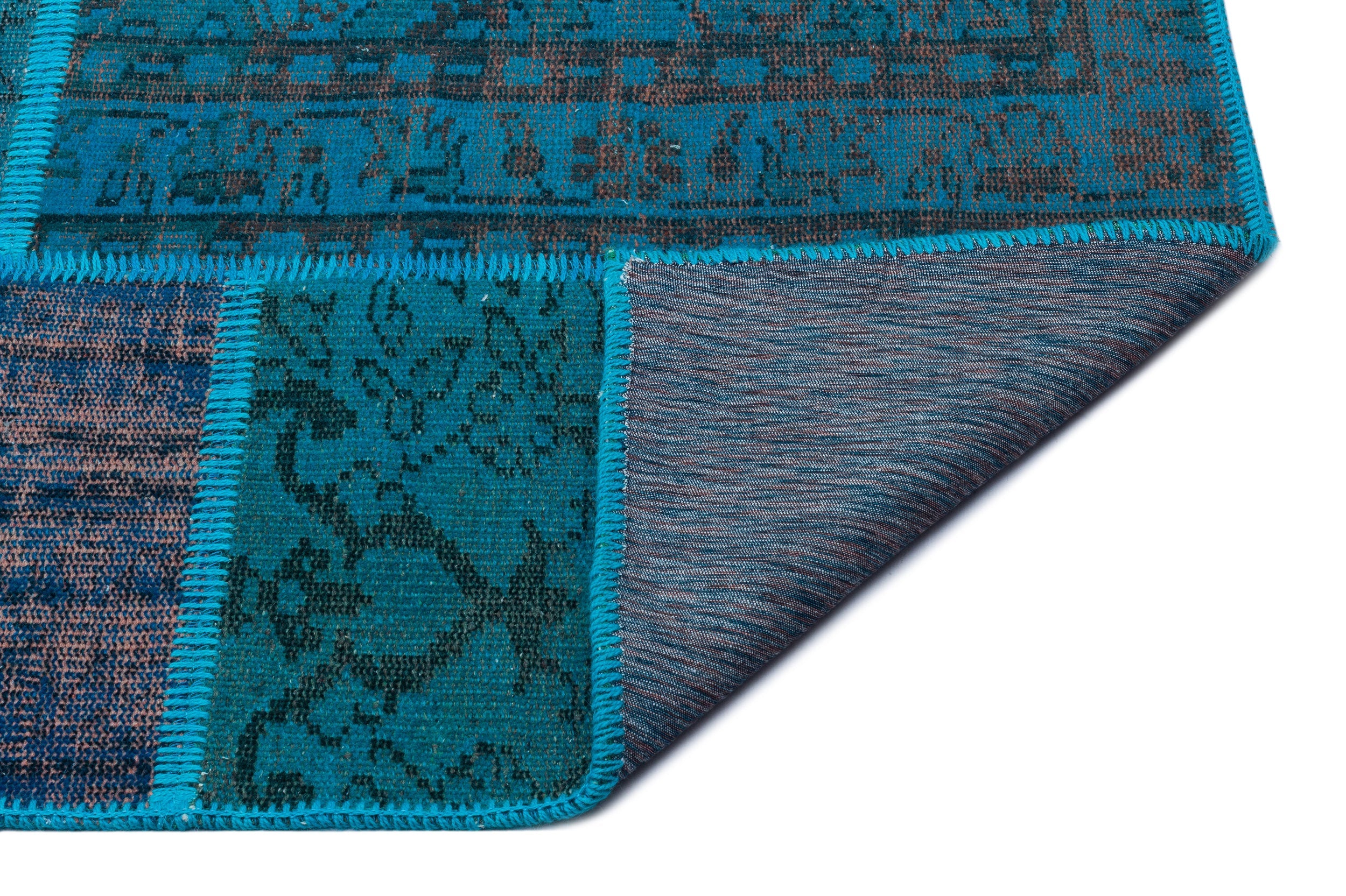Iskece Turquoise Vintage Wool Handmade Area Rug 5'2" x 7'7"