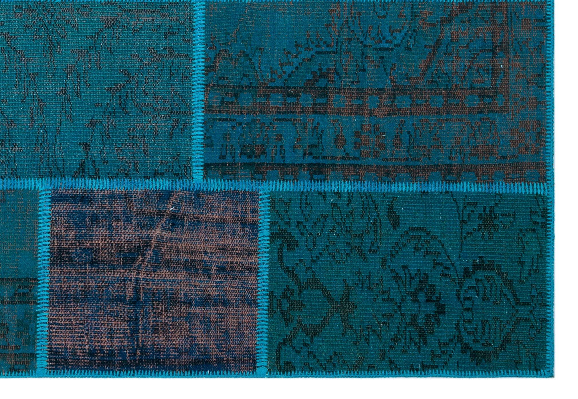 Iskece Turquoise Vintage Wool Handmade Area Rug 5'2" x 7'7"
